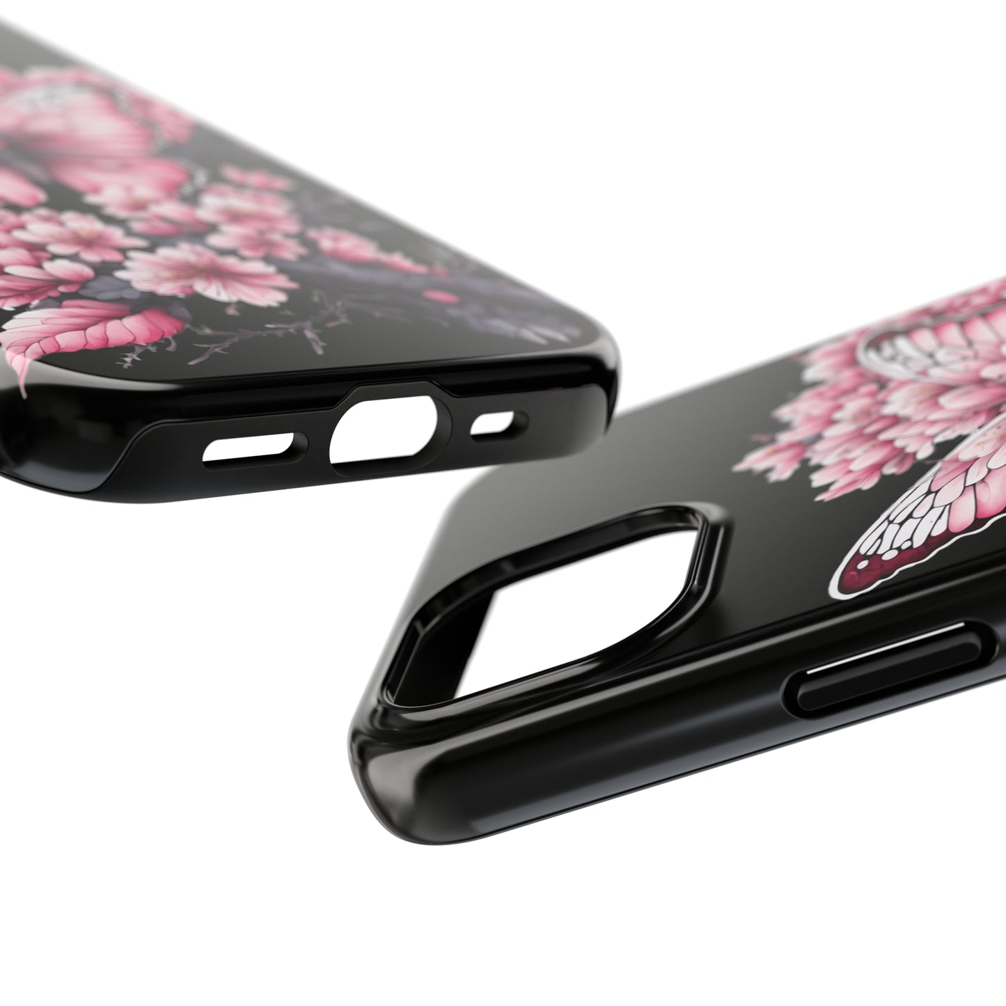 Pink & black butterfly Tough Phone Case iPhone 15 accessories