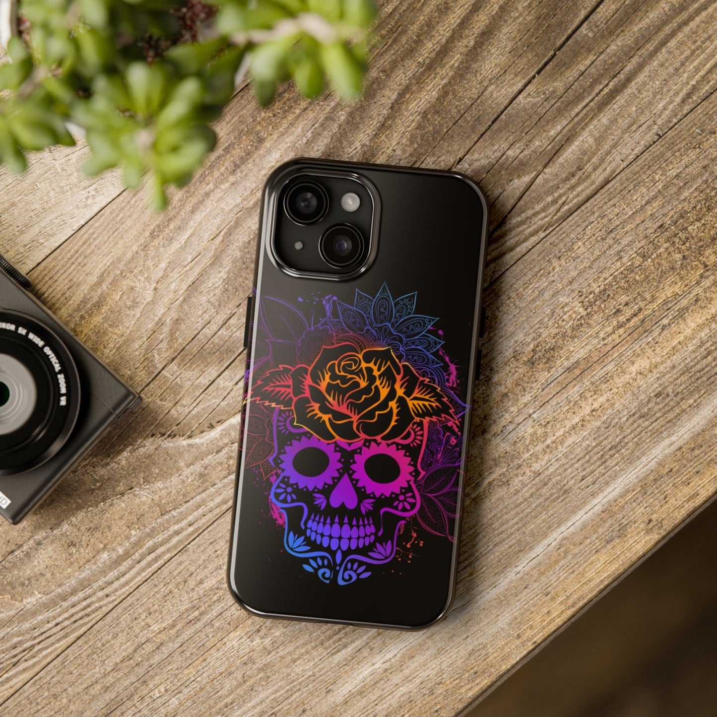 Sugar skull in vibrant colors/ Tough iPhone Case/ Halloween