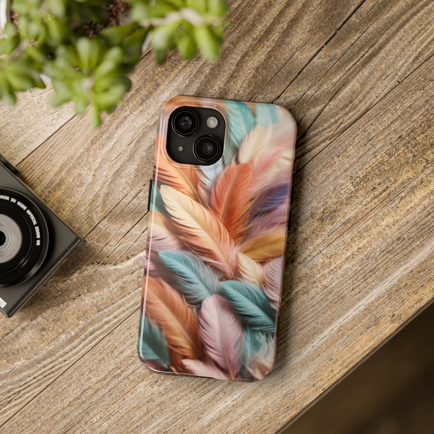 Boho style, Pastel colored feathers/ Tough iPhone Case/ iPhone accessories/ Nature