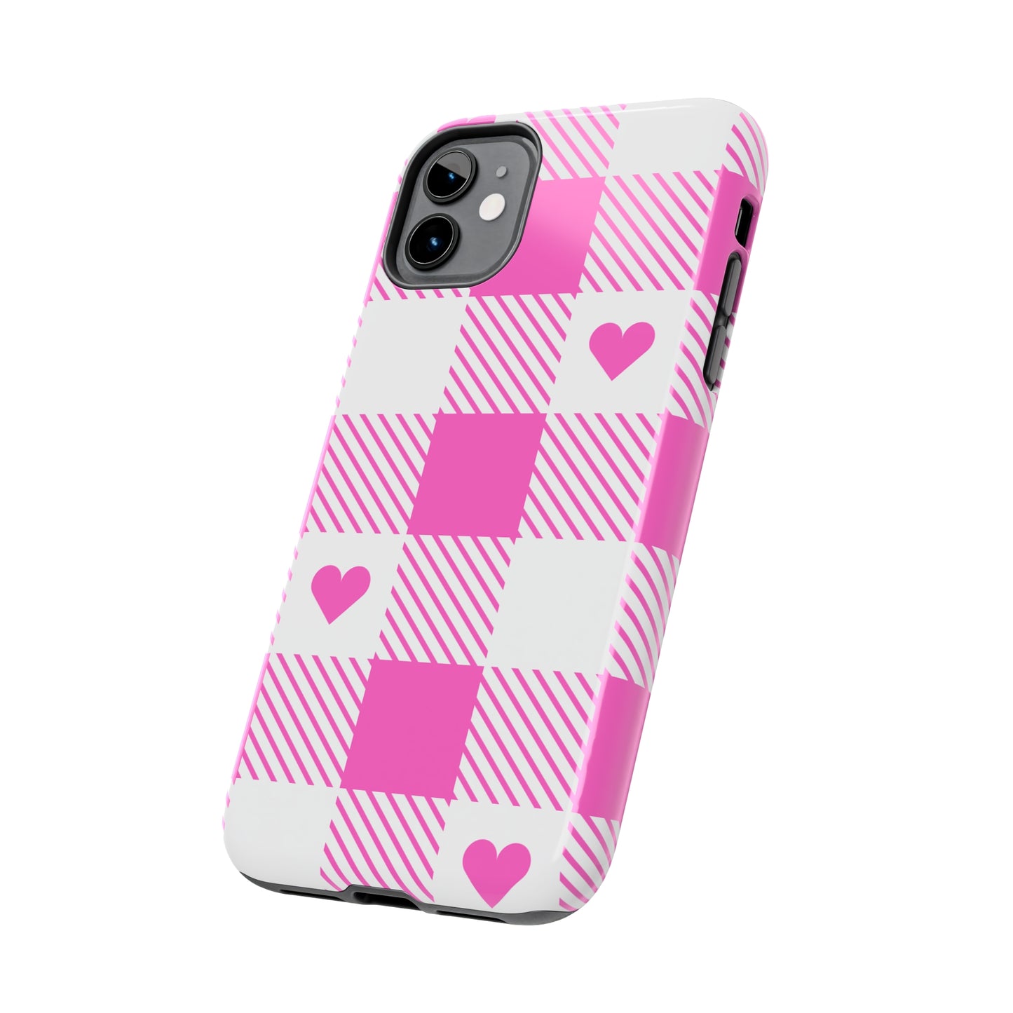 Hearts & Plaid Tough iPhone Case valentines phone case iPhone 15 accessories