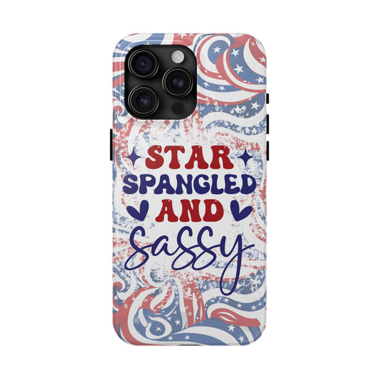 "red white & blue", Star spangled and sassy phone case cover. iPhone compatible models 11-16