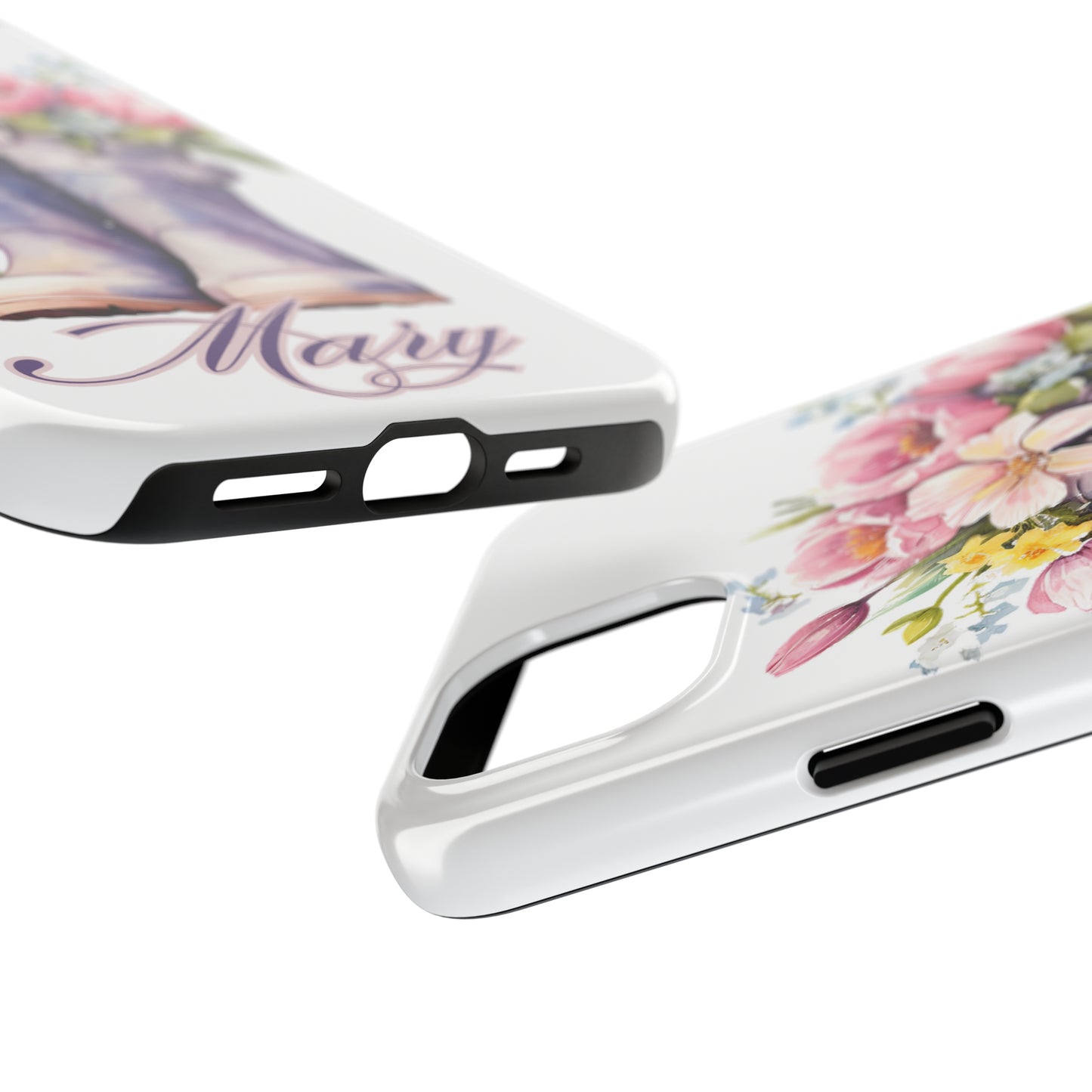 Custom purple rainboots & flowers Mother's day personalized iPhone Case