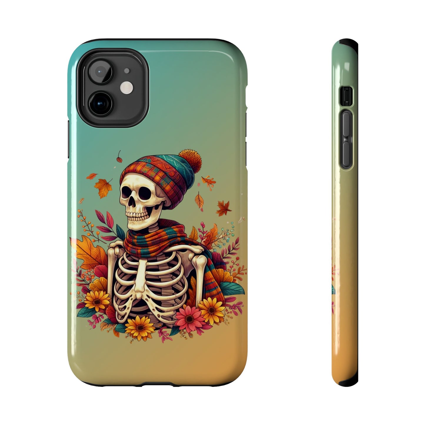 Fall skeleton iPhone 16 Case, Fall iPhone Cover, Festive Holiday Accessory, Cute fall Phone Protector, seasonal Tech