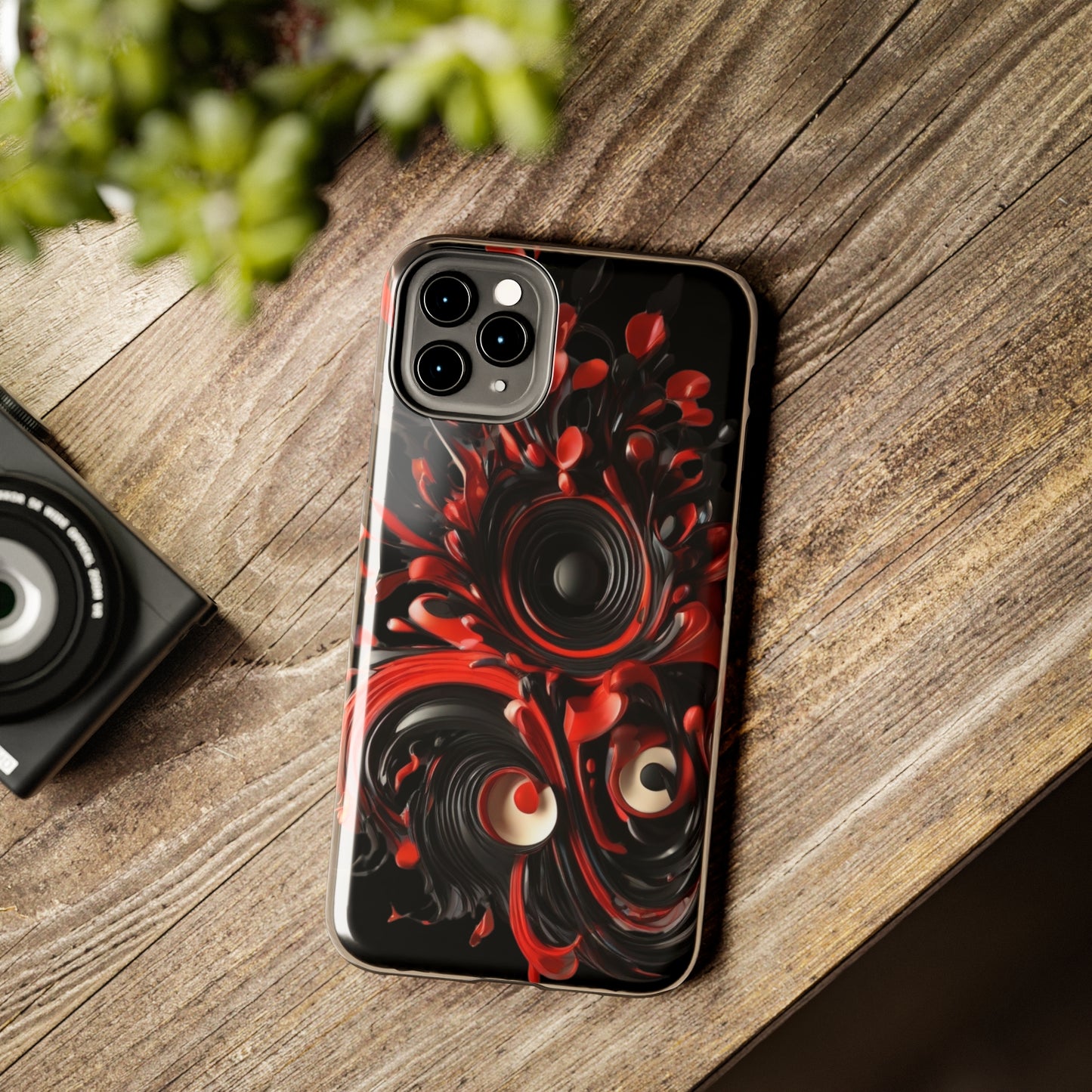 Red & black abstract art Tough iPhone Case iphone 14 accessories