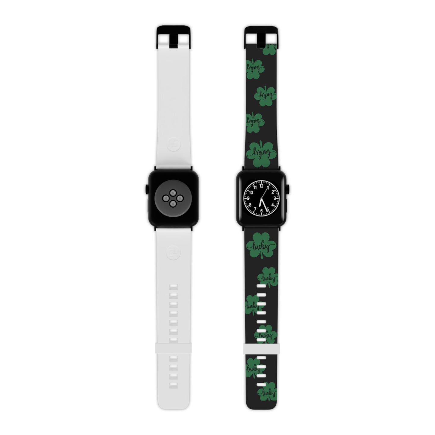 Lucky shamrock in black Watch Band for Apple Watch Series 1-9, SE and Ultra, 38-40mm/ 42-44mm