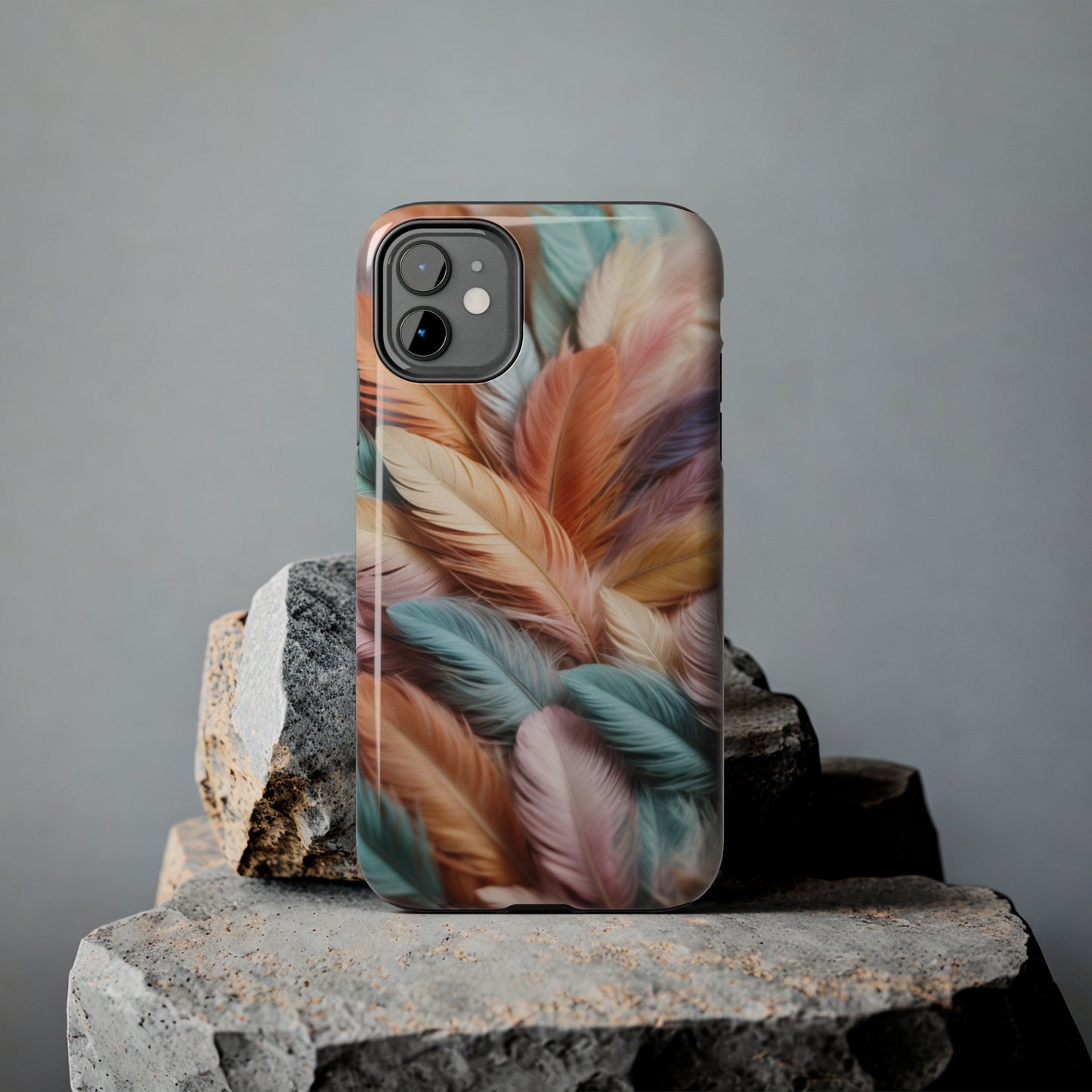 Boho style, Pastel colored feathers/ Tough iPhone Case/ iPhone accessories/ Nature