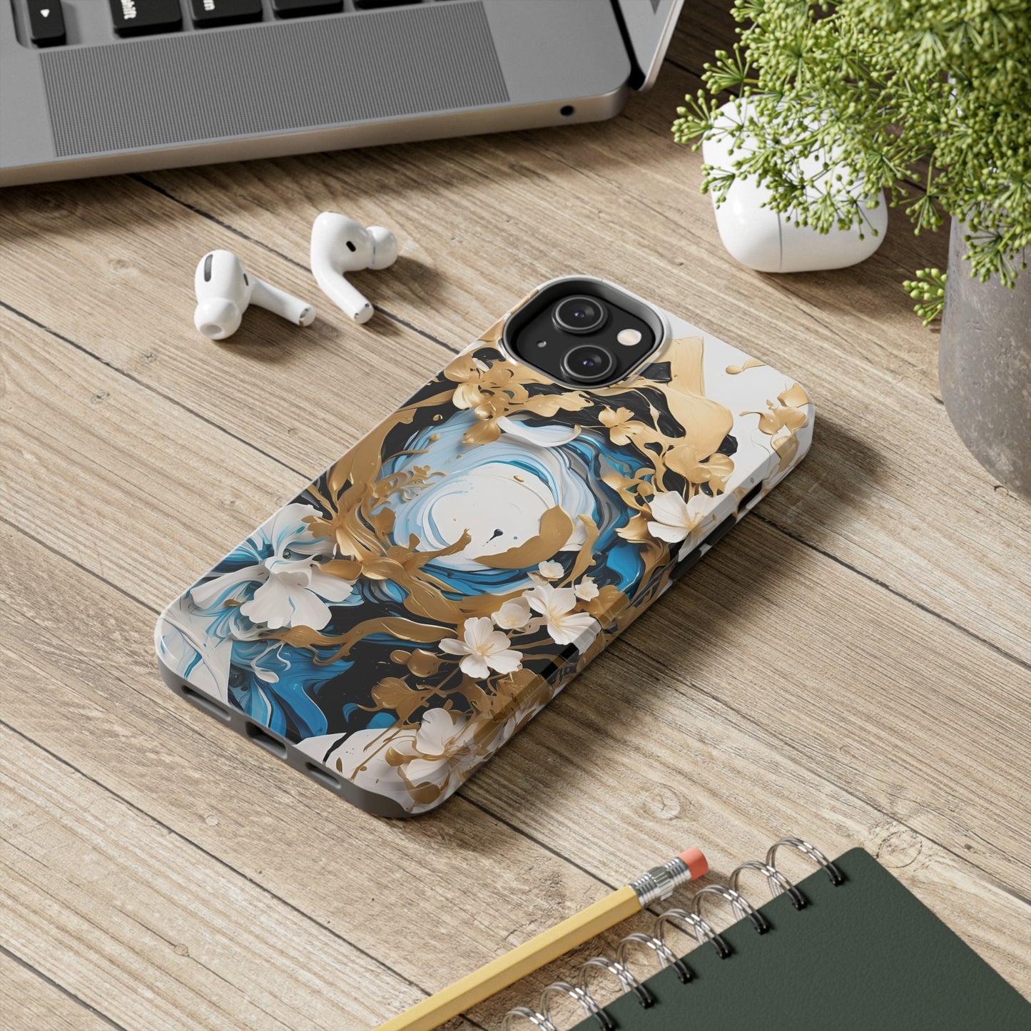 Blue & gold abstract Tough Phone Cases iPhone accessories