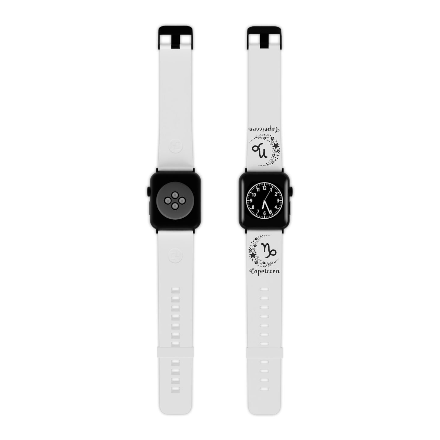 Black & white Capricorn moon Watch Band for Apple Watch Series 1-9, SE and Ultra, 38-40mm/ 42-44mm