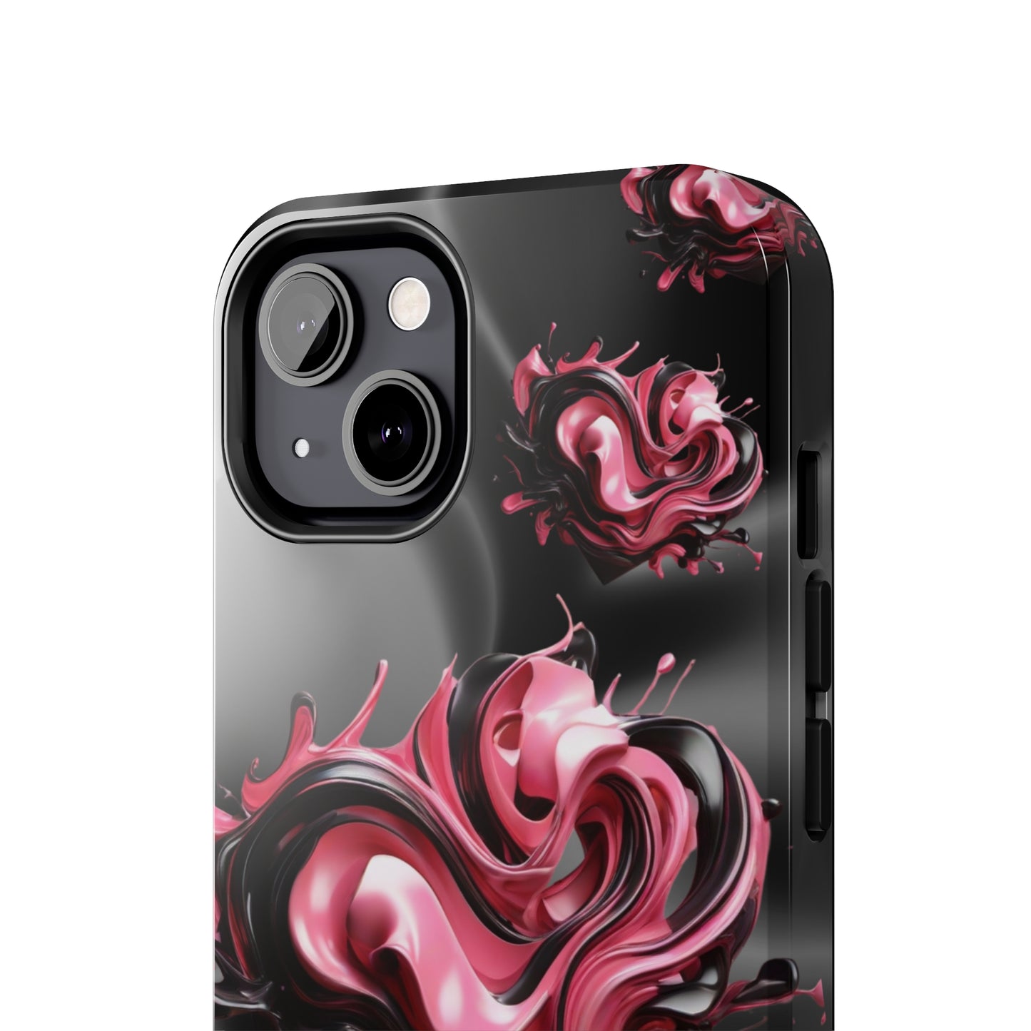 Pink & Black abstract hearts Tough iPhone Case iphone14 accessories