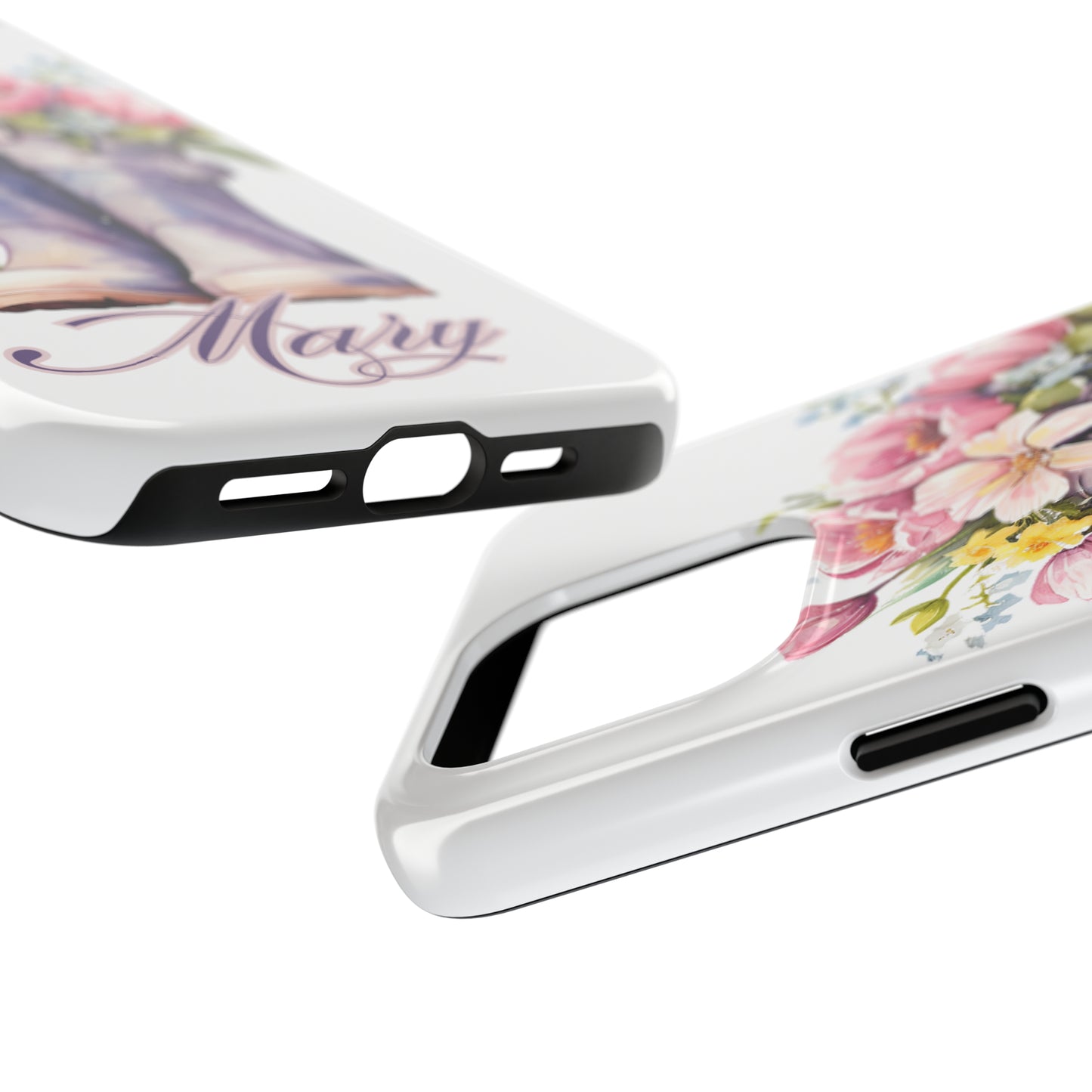 Custom purple rainboots & flowers Mother's day personalized iPhone Case