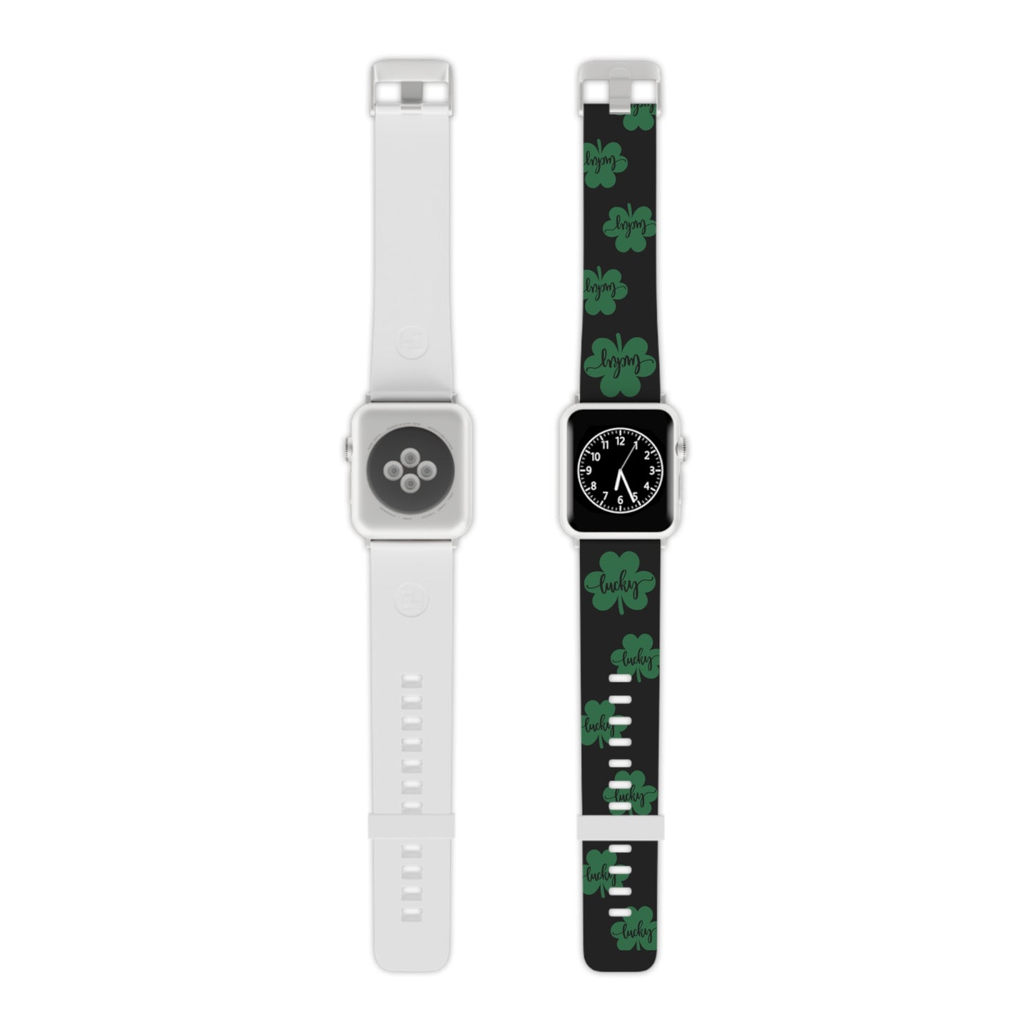 Lucky shamrock in black Watch Band for Apple Watch Series 1-9, SE and Ultra, 38-40mm/ 42-44mm