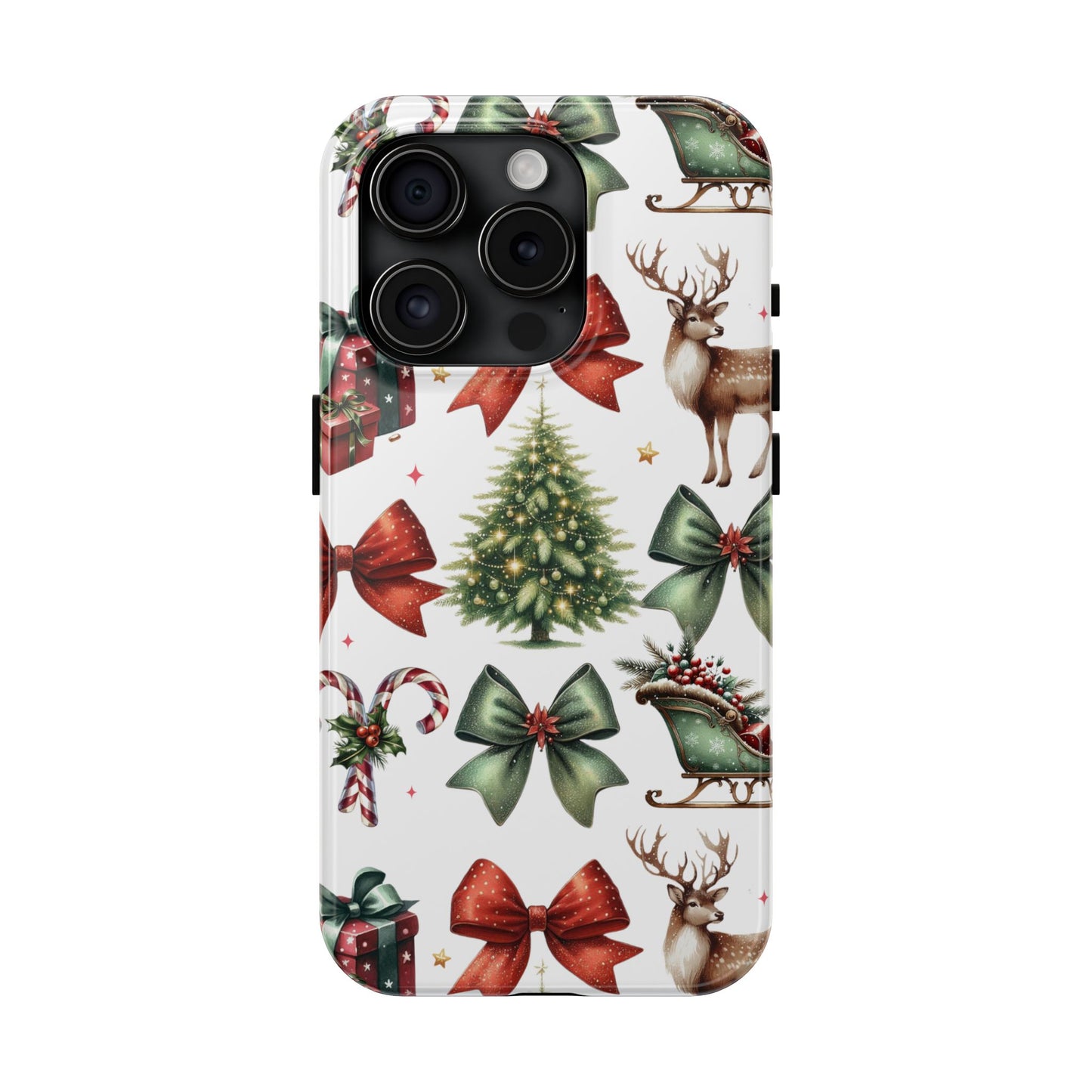 Vintage Christmas iPhone case. Compatible with iPhone models 11-16 including all mini, plus, pro & pro max