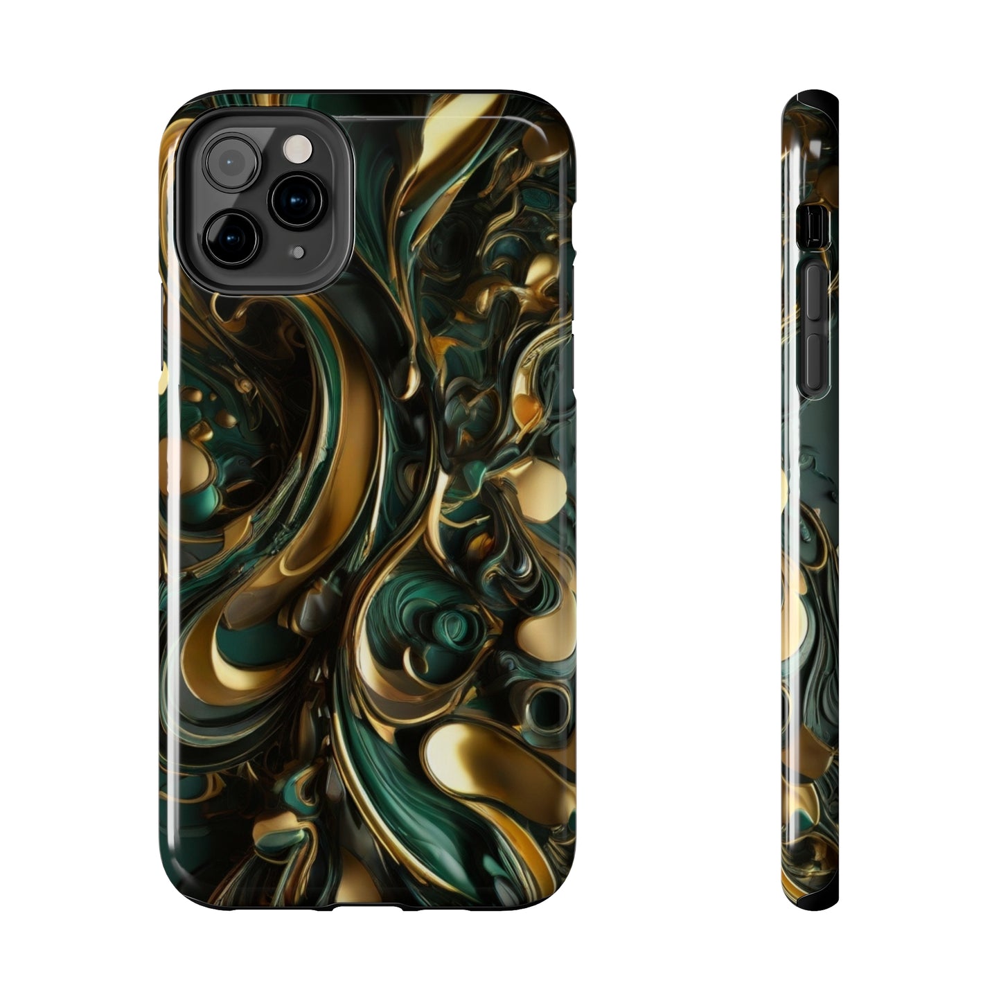 Green & gold abstract art Tough iPhone Case iphone 14 accessories