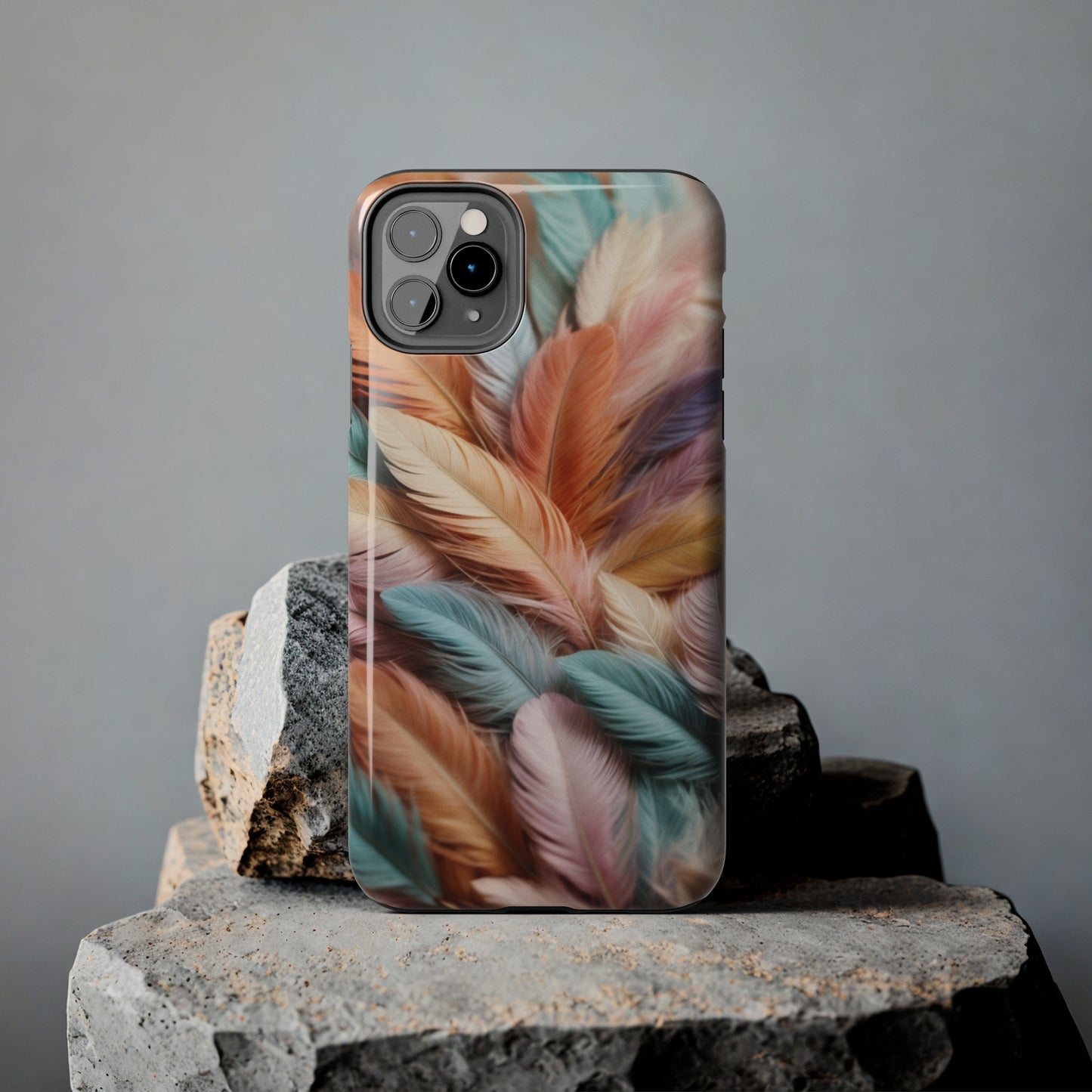 Boho style, Pastel colored feathers/ Tough iPhone Case/ iPhone accessories/ Nature