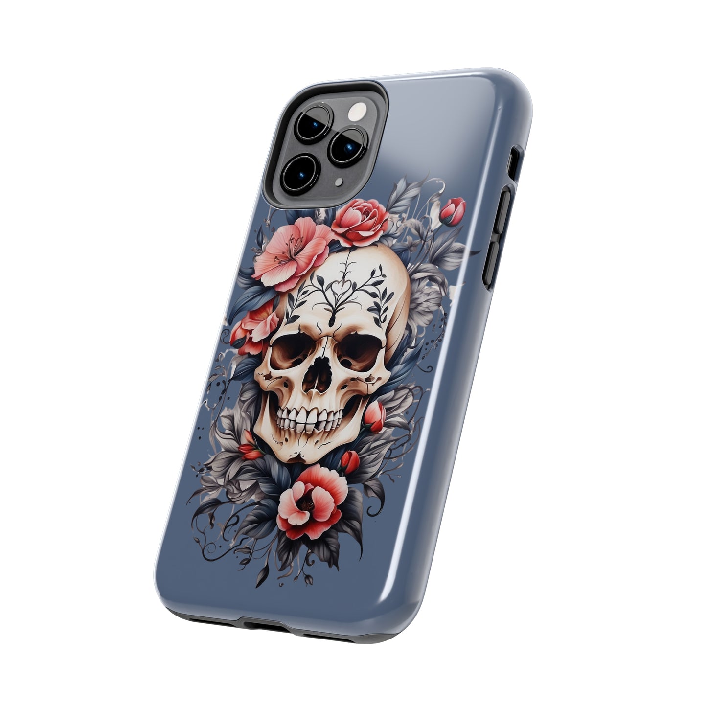 Skull & flower tattoo style/ Tough iPhone Case