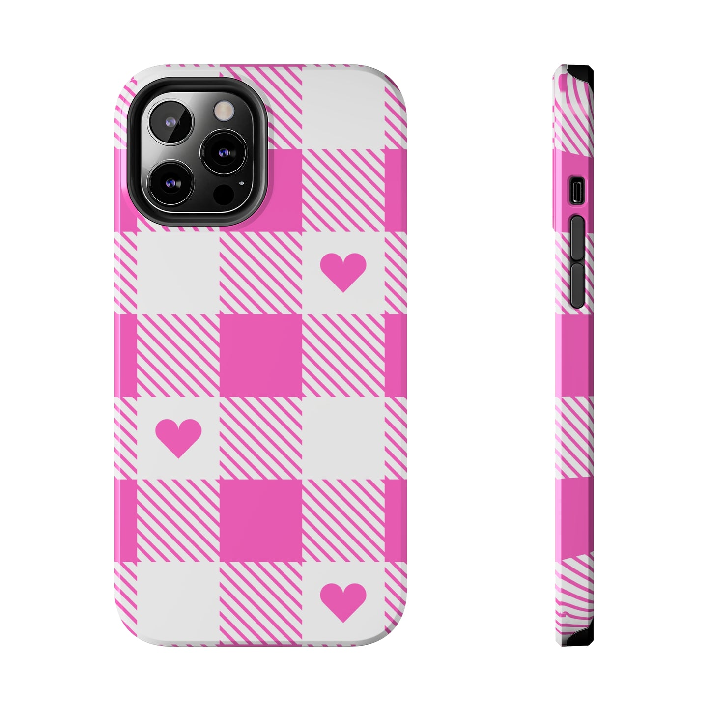 Hearts & Plaid Tough iPhone Case valentines phone case iPhone 15 accessories