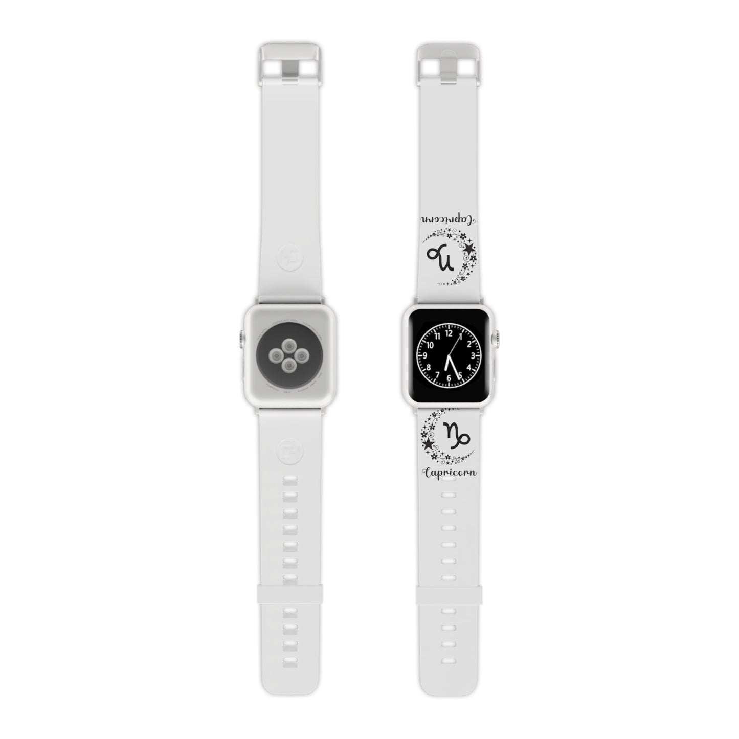 Black & white Capricorn moon Watch Band for Apple Watch Series 1-9, SE and Ultra, 38-40mm/ 42-44mm