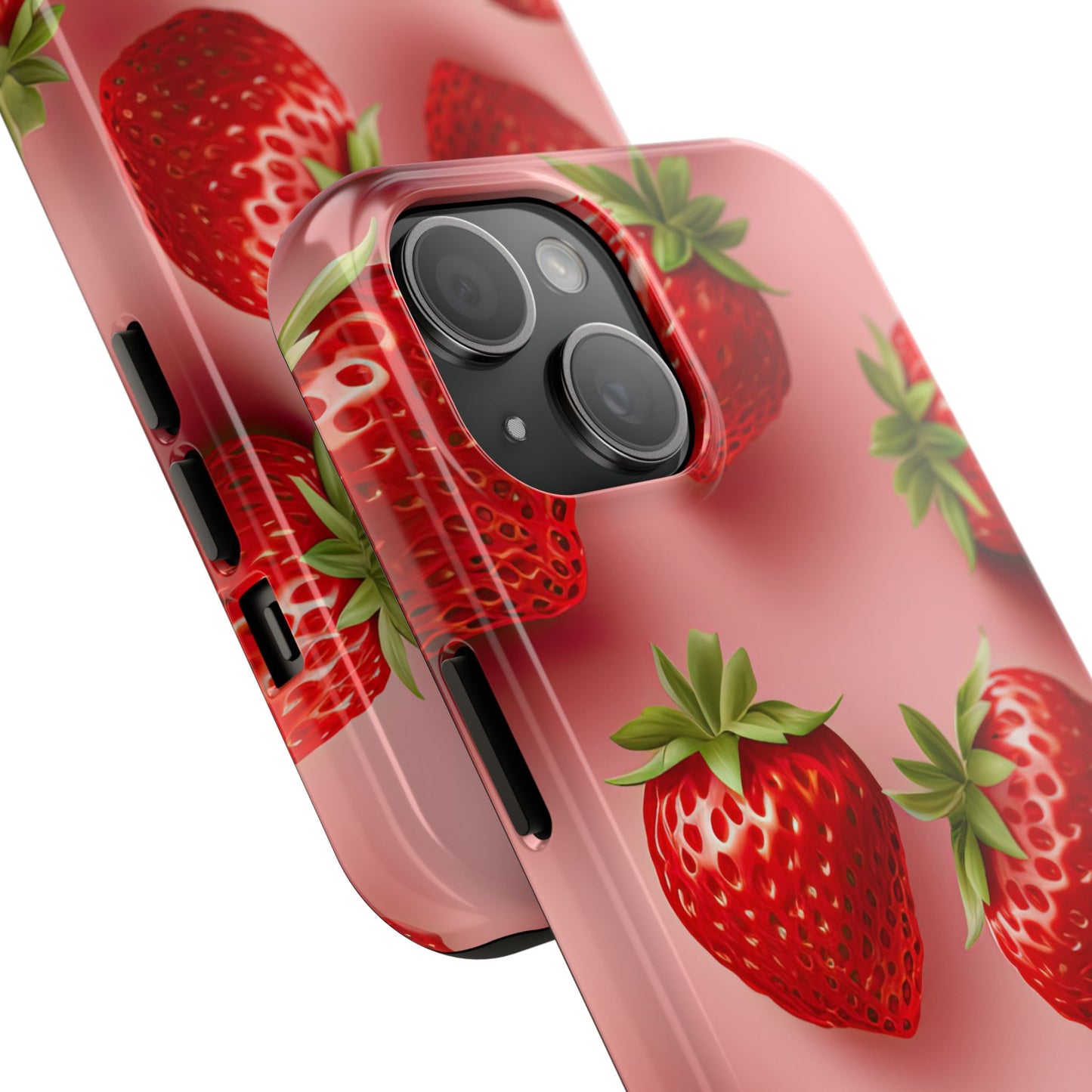 Strawberries & cream summer aesthetics iPhone case. Compatible with iPhone models 11-15 including all mini, plus, pro & pro max. Custom phone case for smartphones. design for Girls, Woman