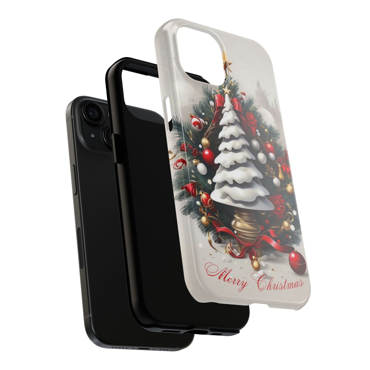 Vintage Christmas tree iPhone case. Compatible with iPhone models 11-15 including all mini, plus, pro & pro max. Custom phone case for smartphones. design for Girls, Woman