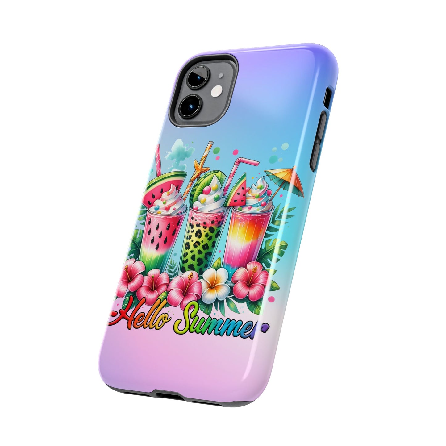 HELLO SUMMER aesthetics iPhone case. Compatible with iPhone models 11-15 including all mini, plus, pro & pro max. Custom phone case for smartphones. design for Girls, Woman