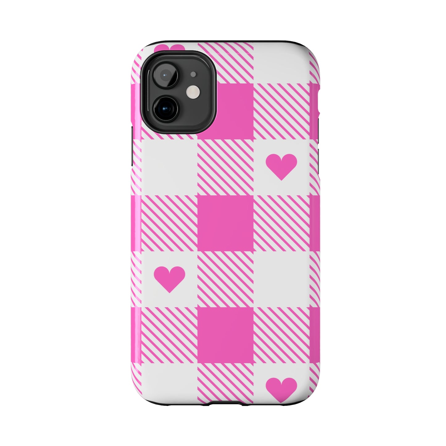 Hearts & Plaid Tough iPhone Case valentines phone case iPhone 15 accessories