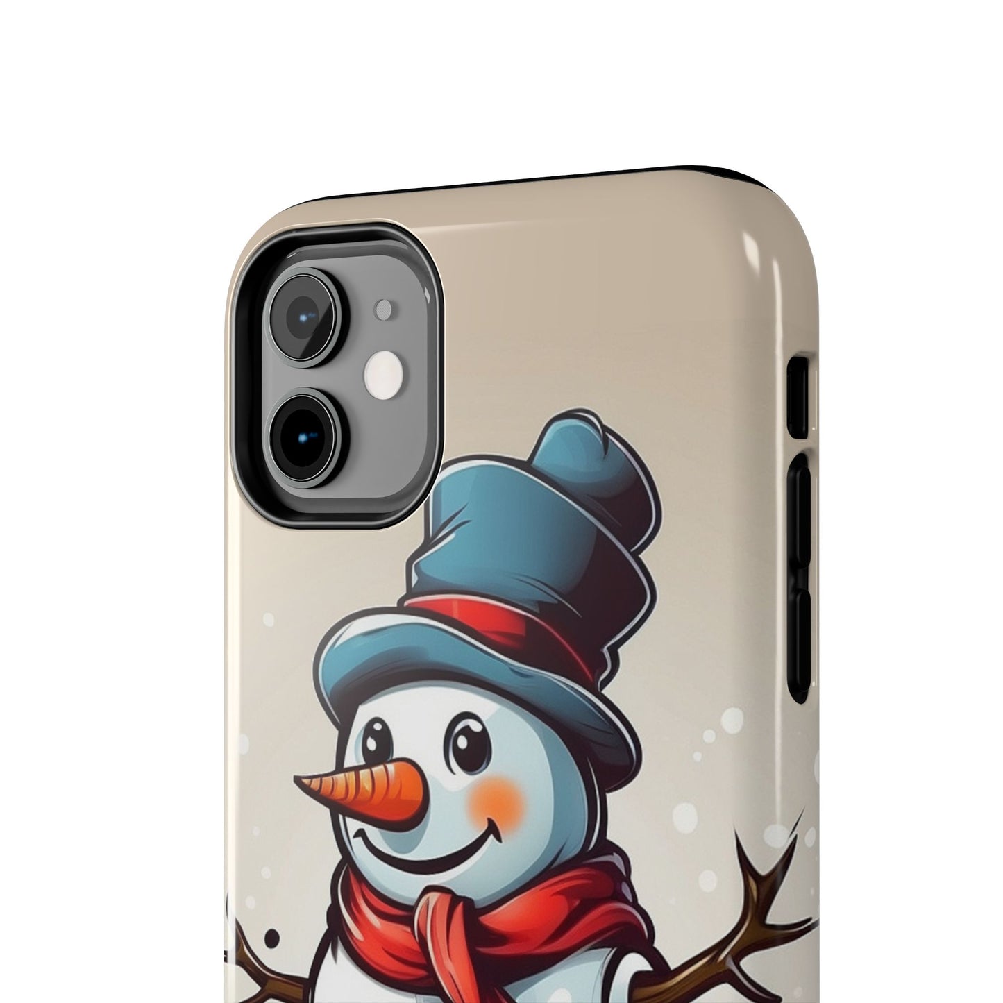 Vintage cartoon winter snowman iPhone case. Compatible with iPhone models 11-16 including all mini, plus, pro & pro max. Custom phone case for smartphones. design for Girls, Woman