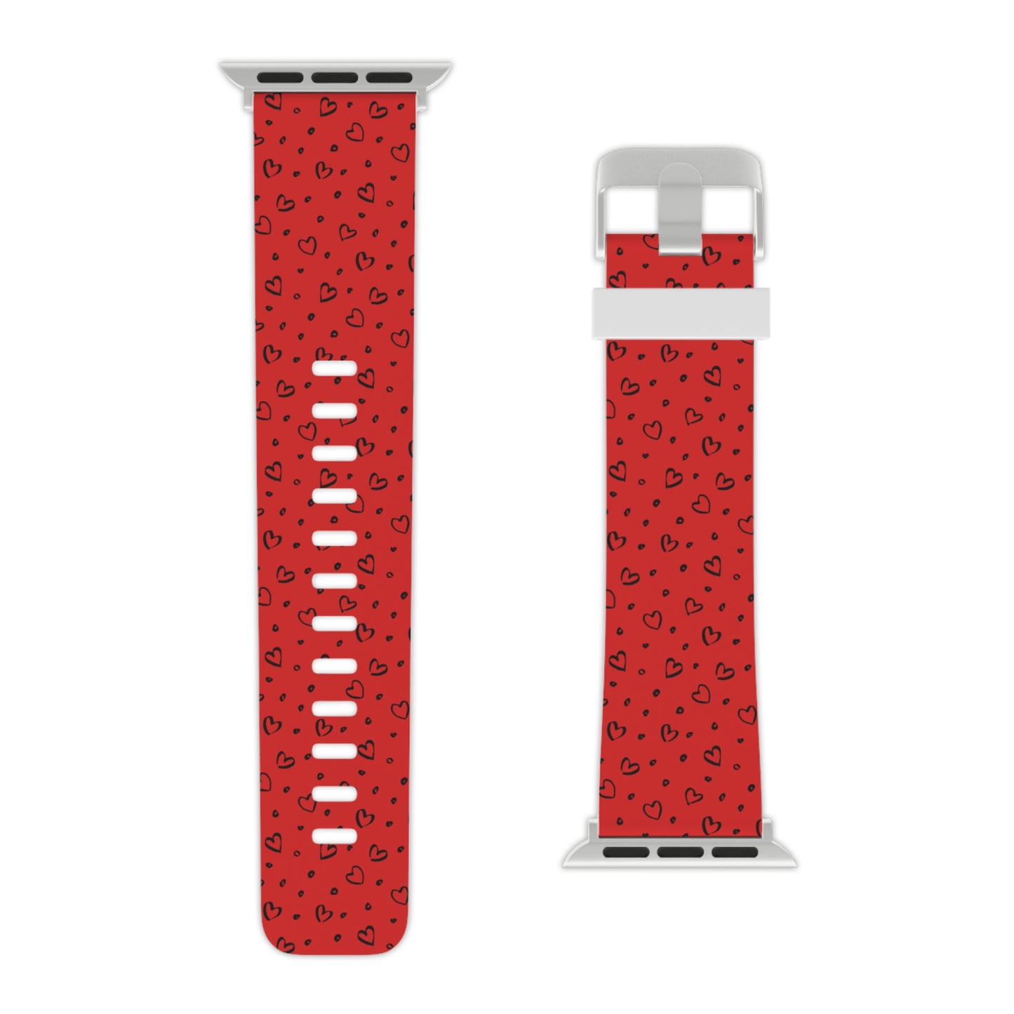 Black & red hearts Watch Band for Apple Watch Series 1-9, SE and Ultra, 38-40mm/ 42-44mm