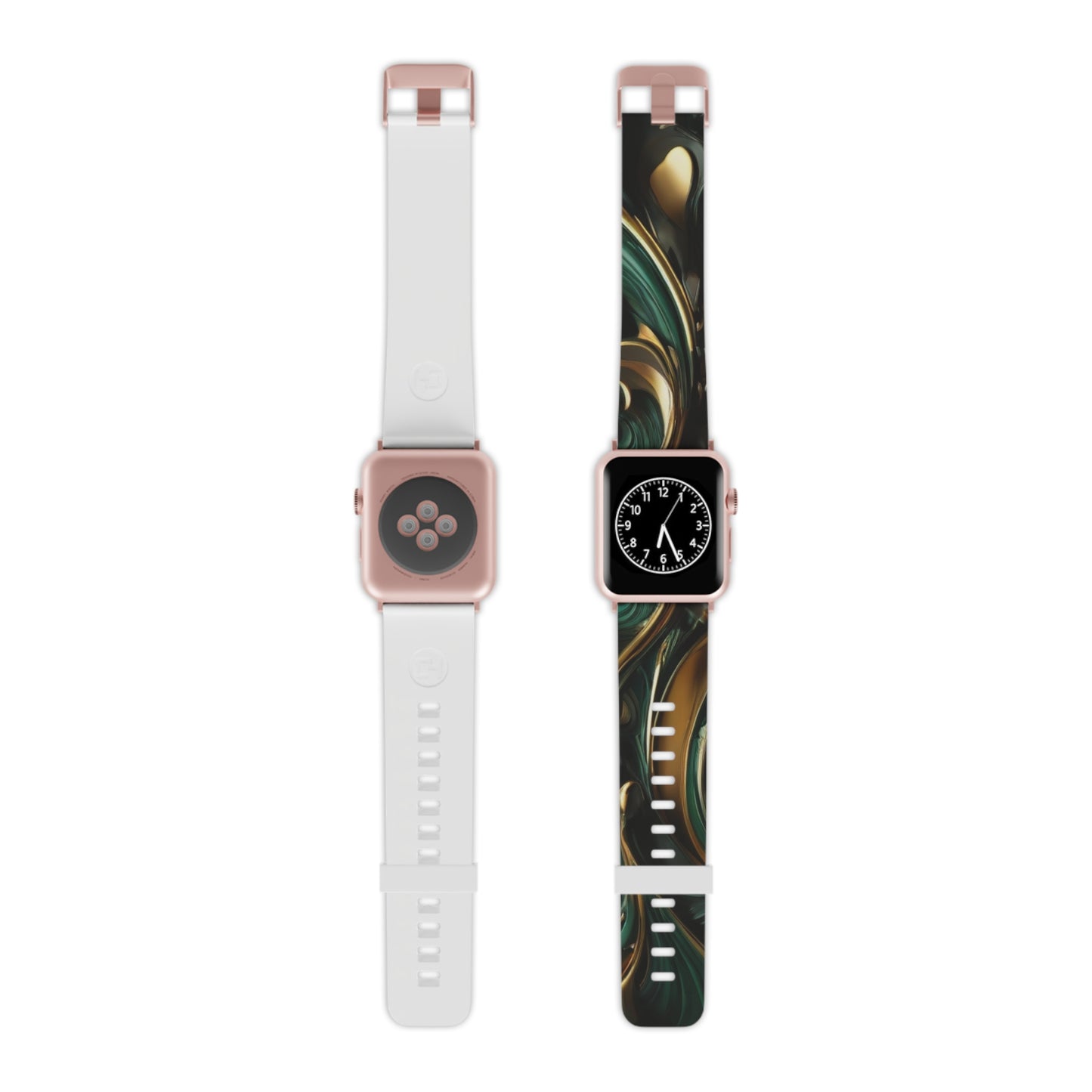 Green & Gold Abstract Art Watch Band for Apple Watch Series 1-9, SE and Ultra, 38-40mm/ 42-44mm