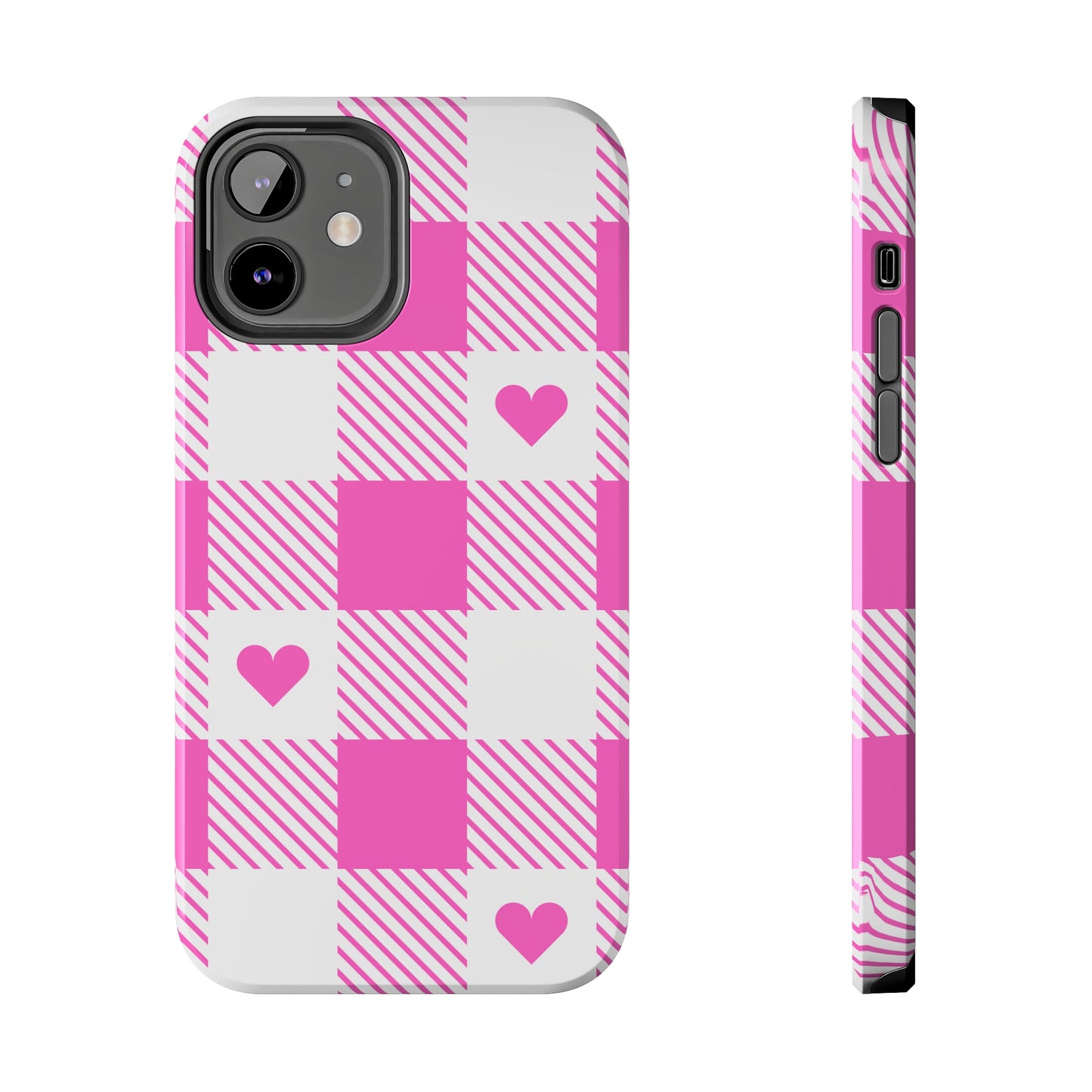 Hearts & Plaid Tough iPhone Case valentines phone case iPhone 15 accessories