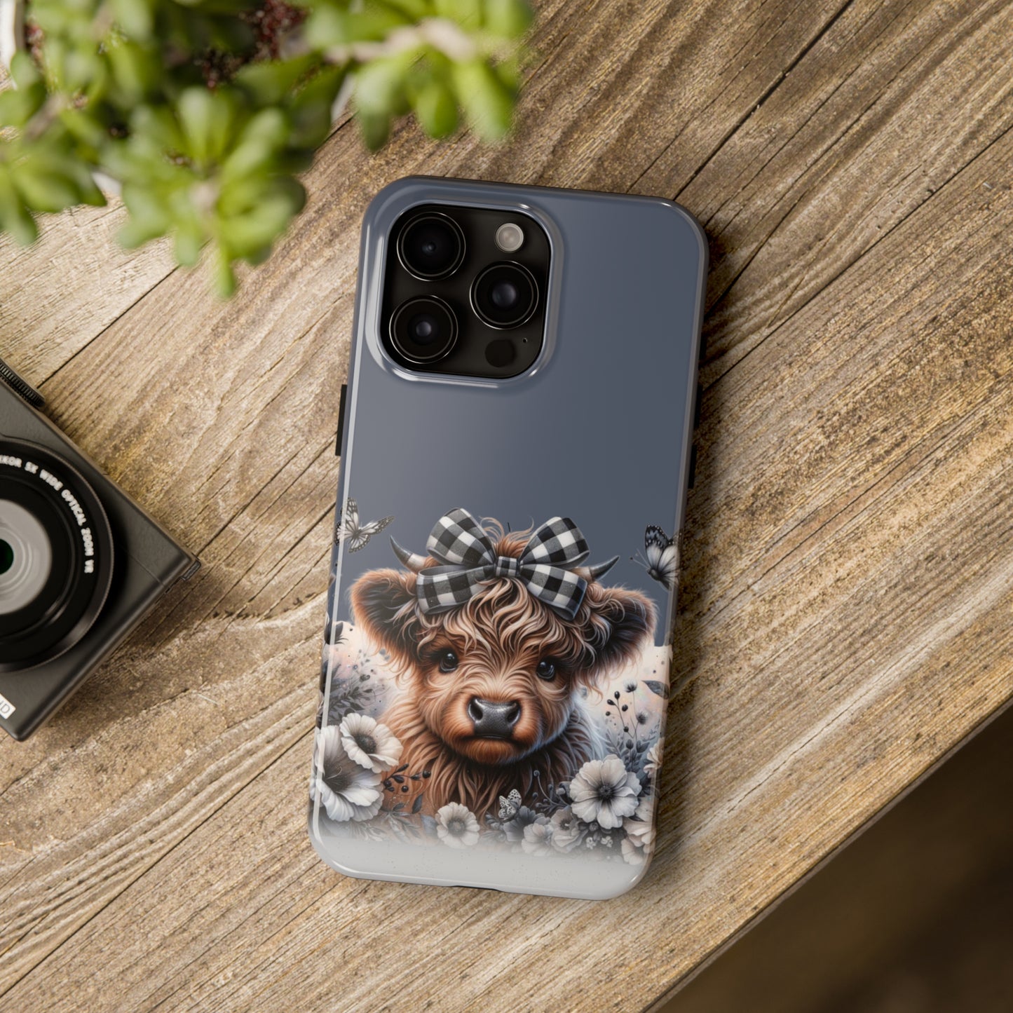 Plaid highland Cow Tough Phone Case iPhone 14 pro max accessories