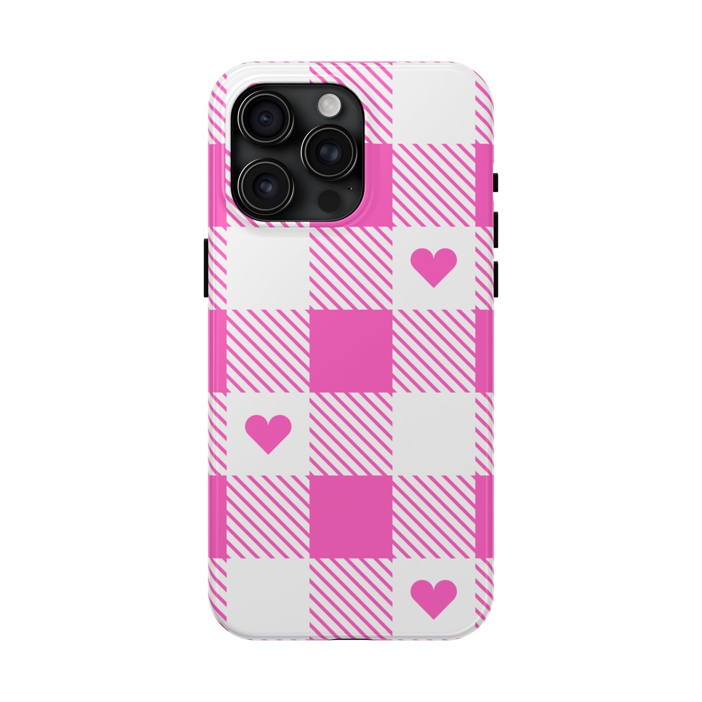 Hearts & Plaid Tough iPhone Case valentines phone case iPhone 15 accessories