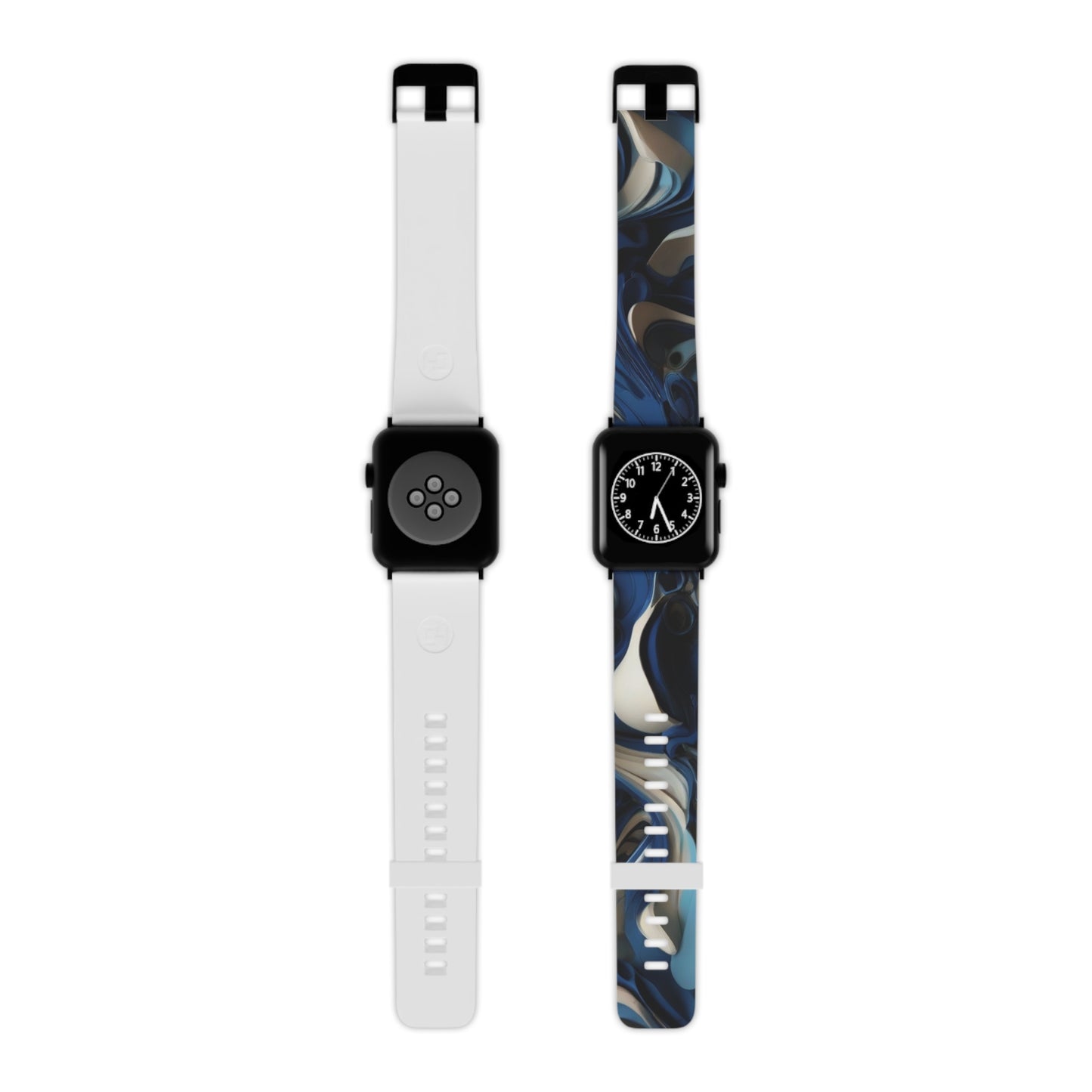 Blue & Silver abstract art Watch Band for Apple Watch Series 1-9, SE and Ultra, 38-40mm/ 42-44mm