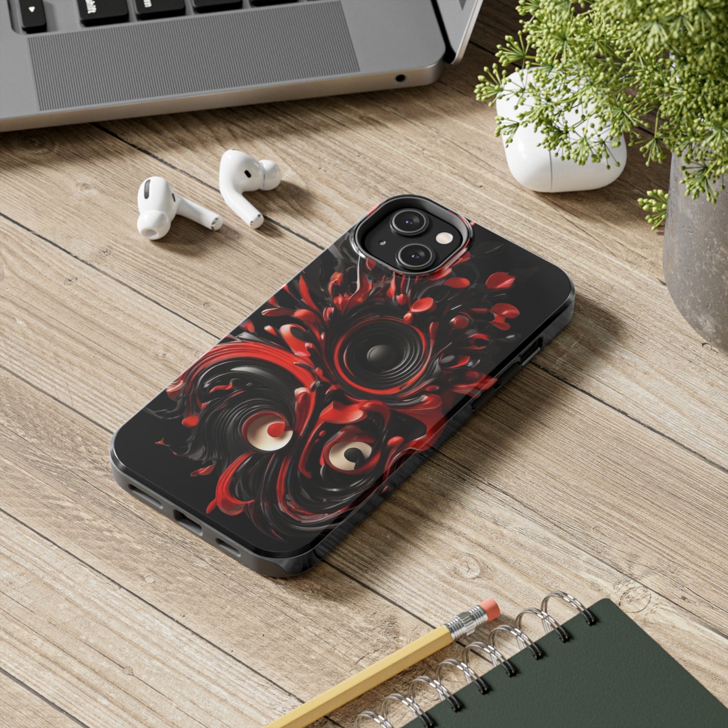 Red & black abstract art Tough iPhone Case iphone 14 accessories