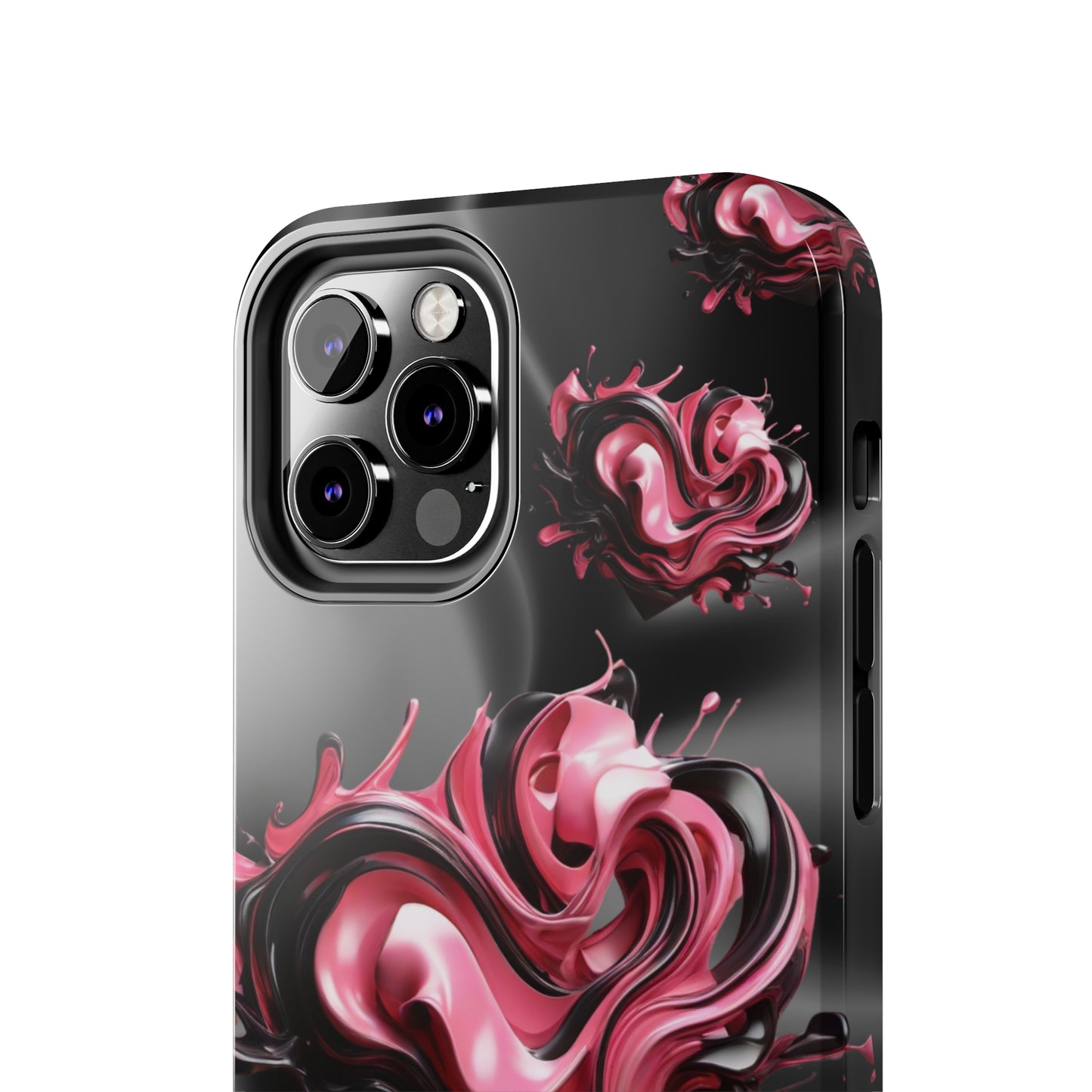 Pink & Black abstract hearts Tough iPhone Case iphone14 accessories