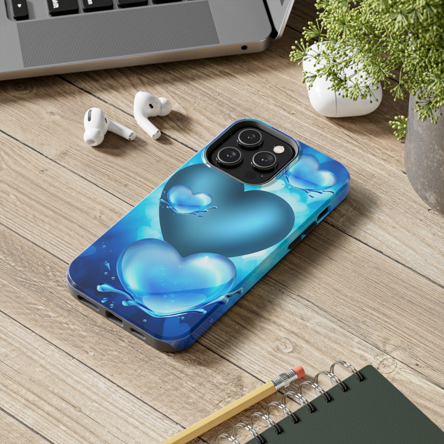 Blue hearts custom iPhone case