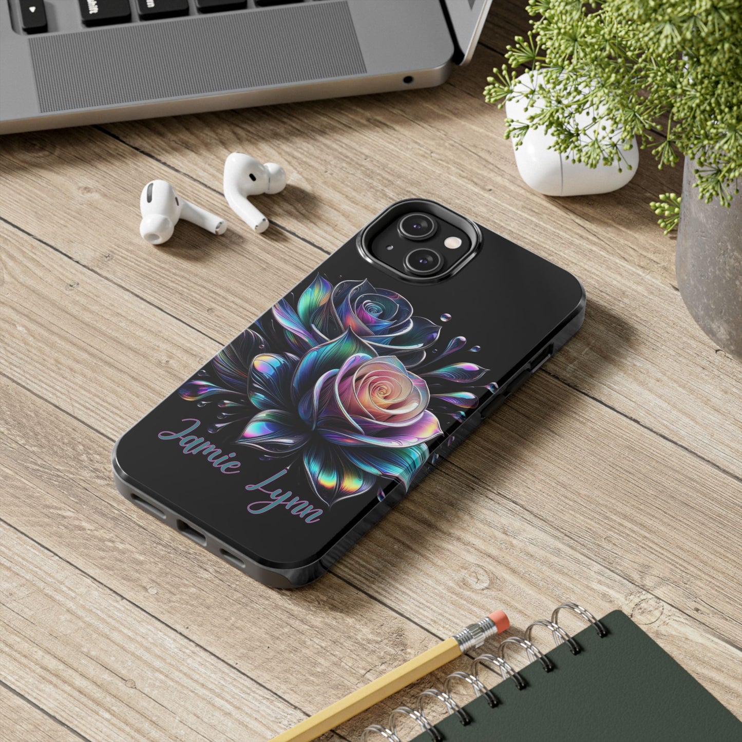 Personalized lotus rose floral phone case- iPhone compatible