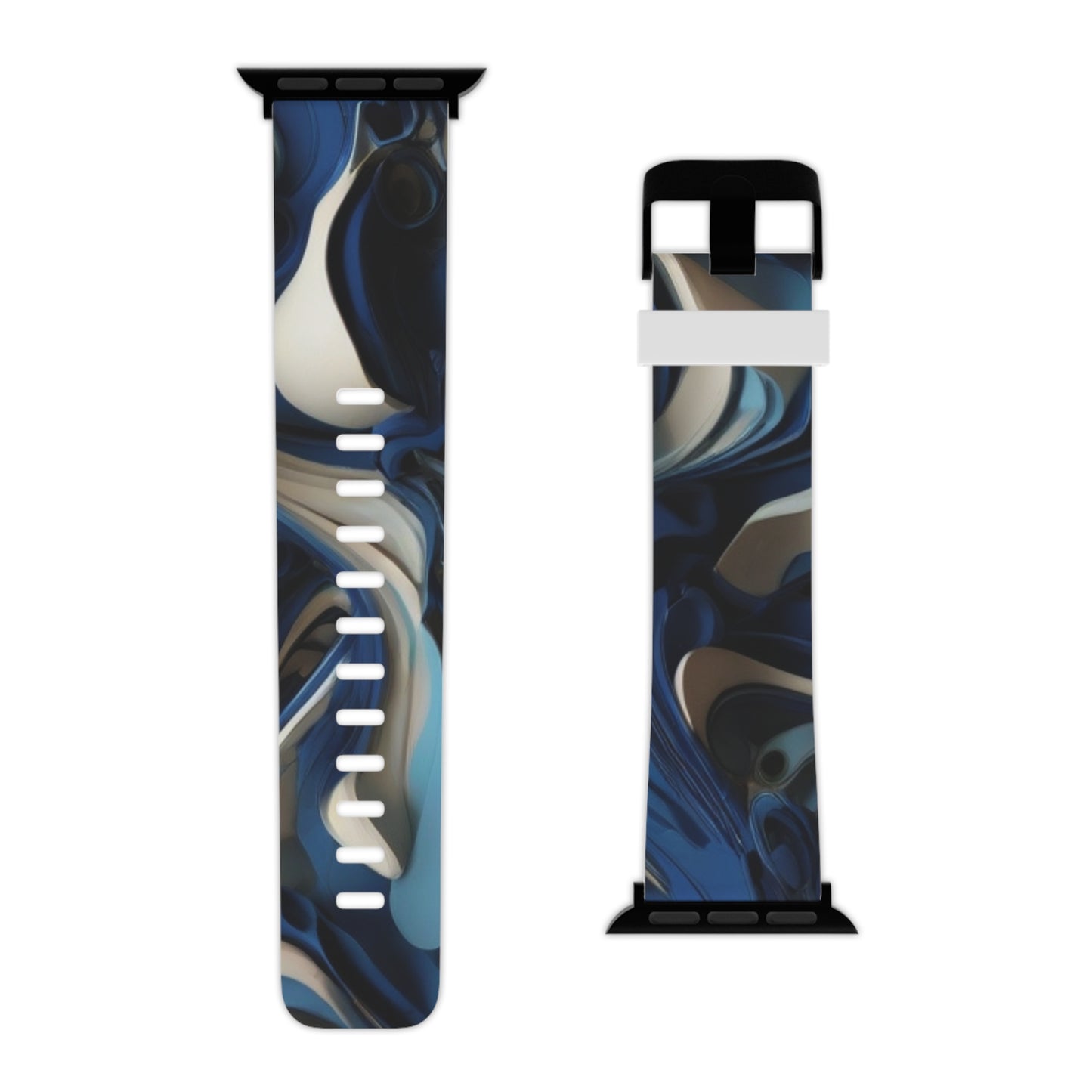 Blue & Silver abstract art Watch Band for Apple Watch Series 1-9, SE and Ultra, 38-40mm/ 42-44mm