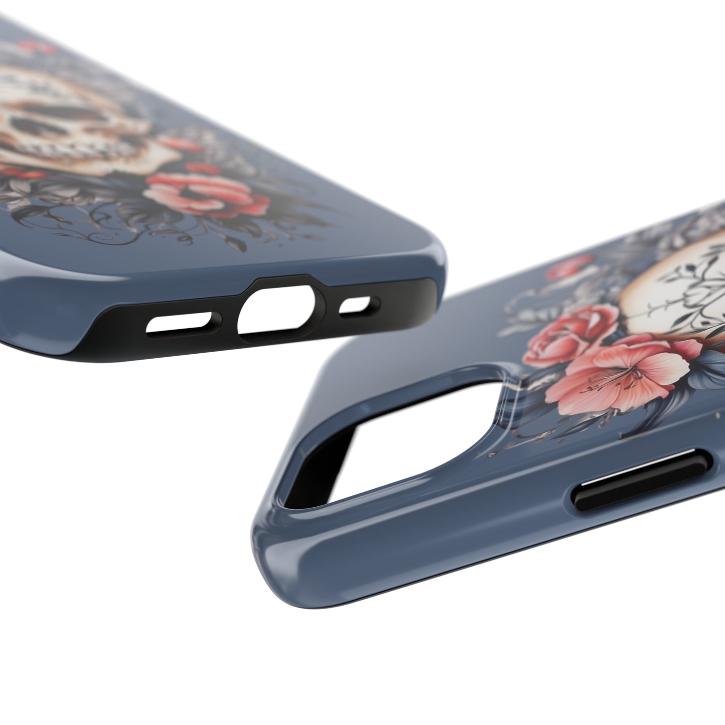 Skull & flower tattoo style/ Tough iPhone Case