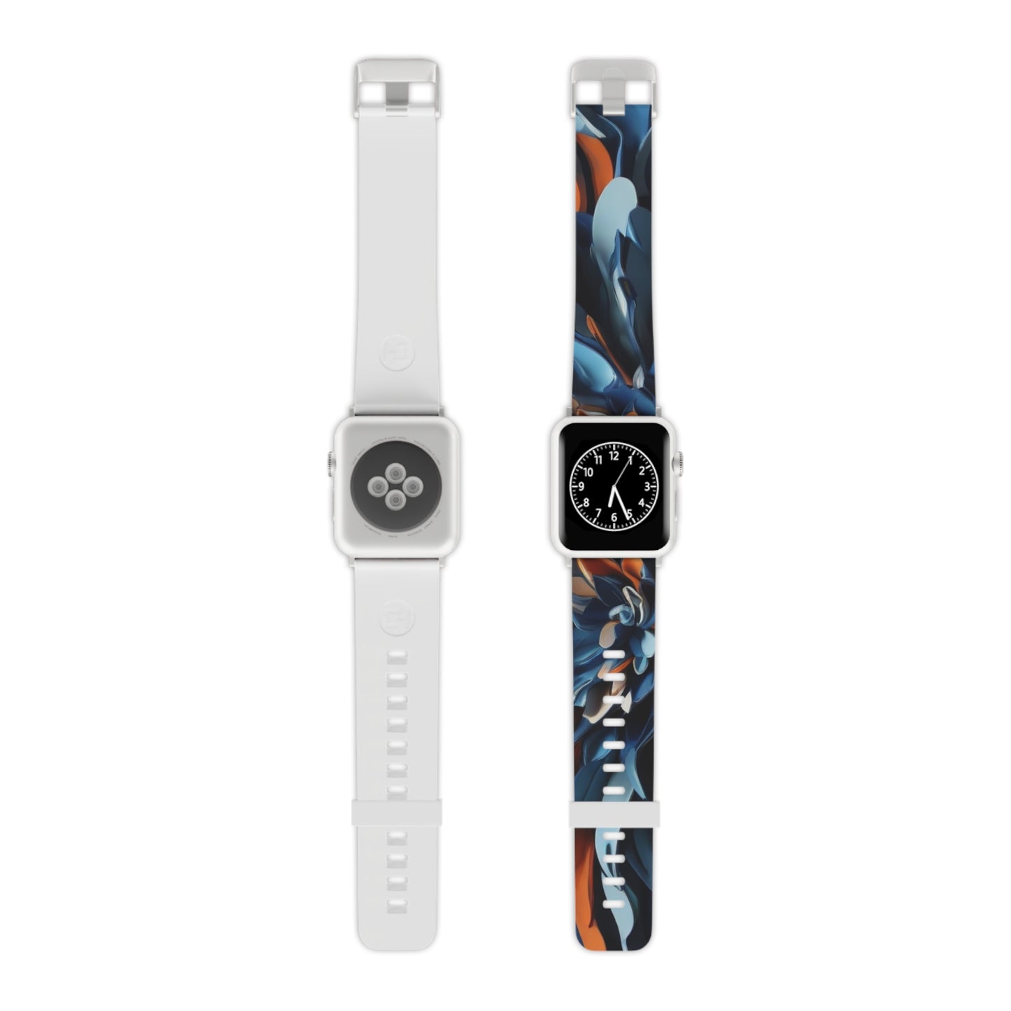 Blue & orange abstract flower Watch Band for Apple Watch  Series 1-9, SE and Ultra, 38-40mm/ 42-44mm