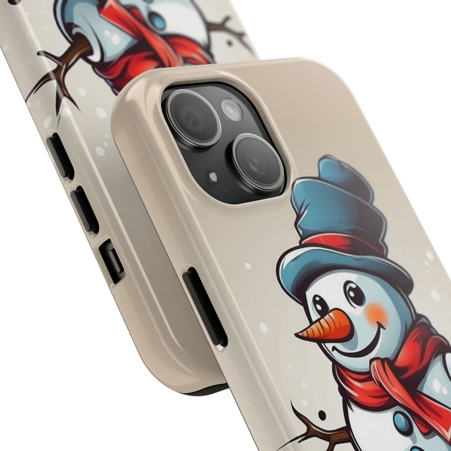 Vintage cartoon winter snowman iPhone case. Compatible with iPhone models 11-16 including all mini, plus, pro & pro max. Custom phone case for smartphones. design for Girls, Woman