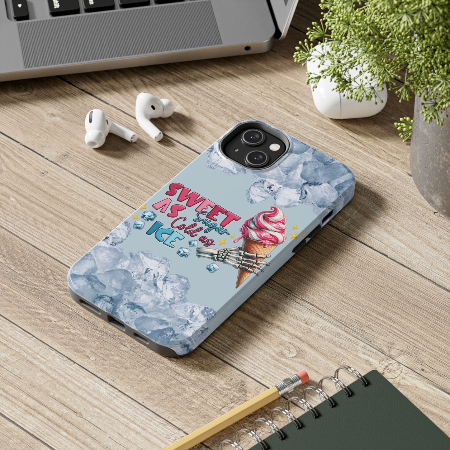 Cold as ice summer aesthetics iPhone case. Compatible with iPhone models 11-16 Custom phone case for smartphones. design for Girls, Woman