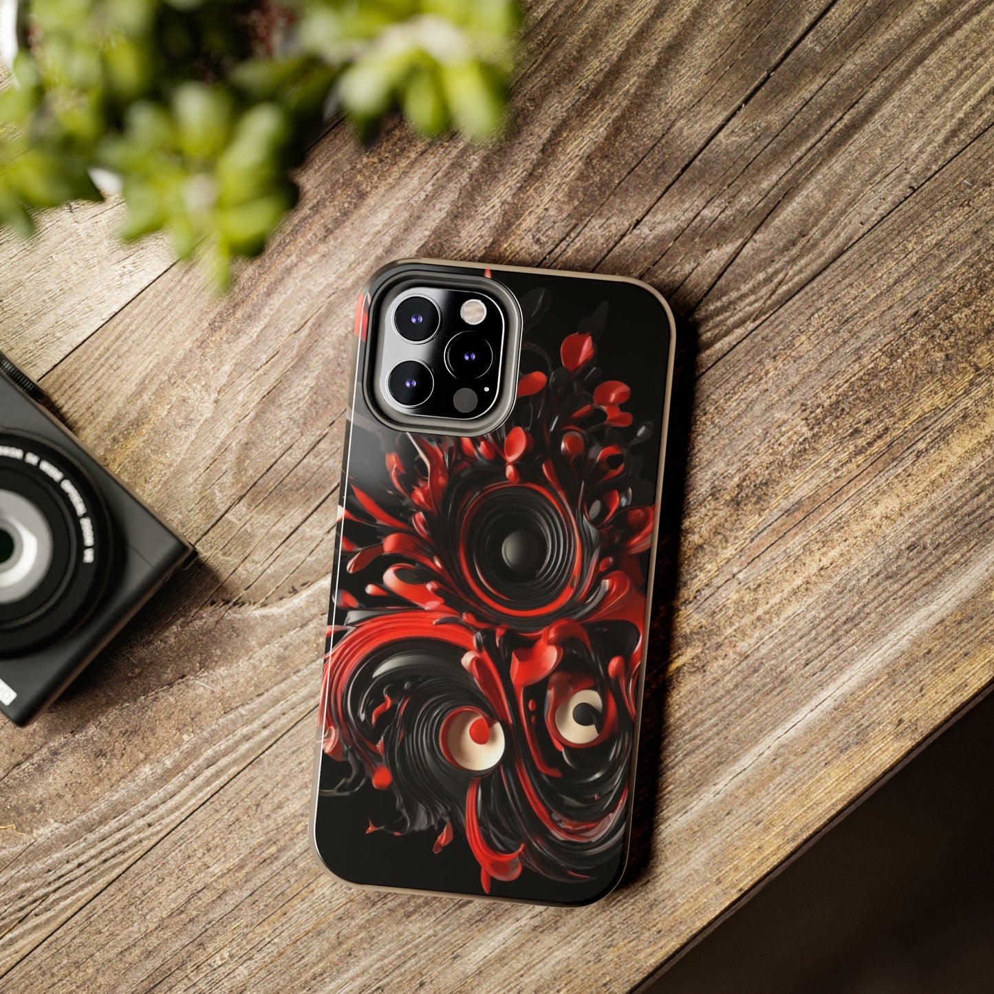 Red & black abstract art Tough iPhone Case iphone 14 accessories