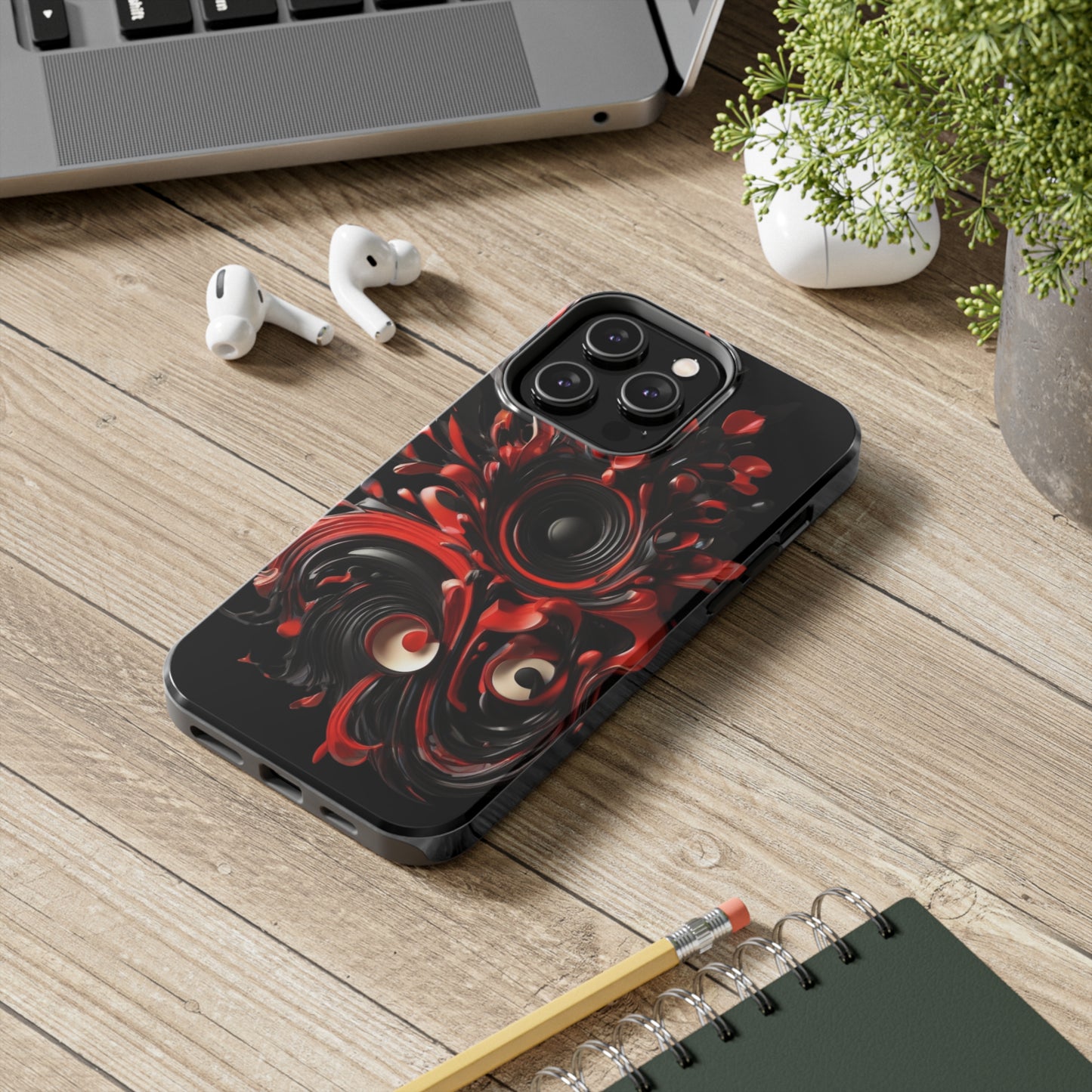 Red & black abstract art Tough iPhone Case iphone 14 accessories