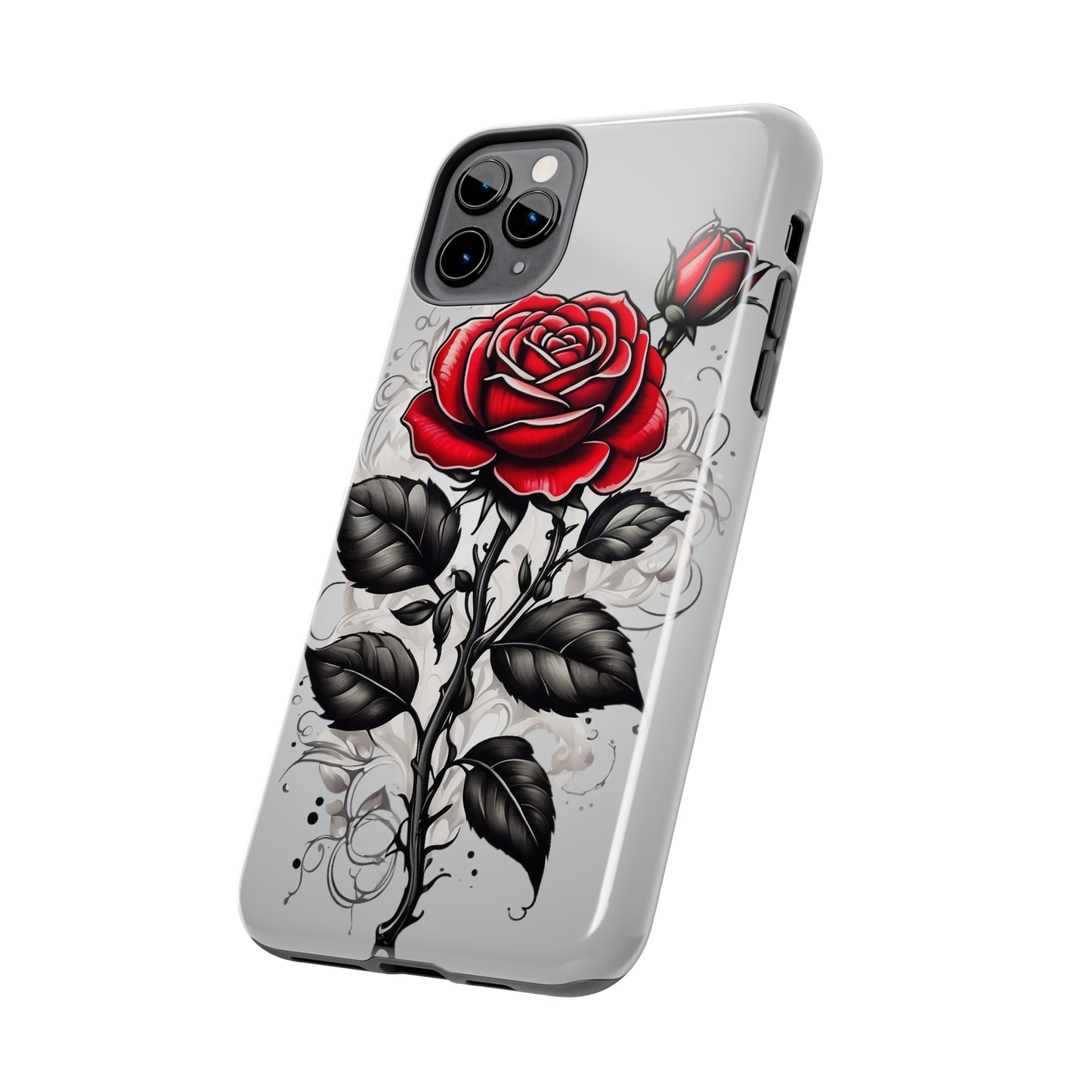 Shaded rose tattoo style/ Tough iPhone Case