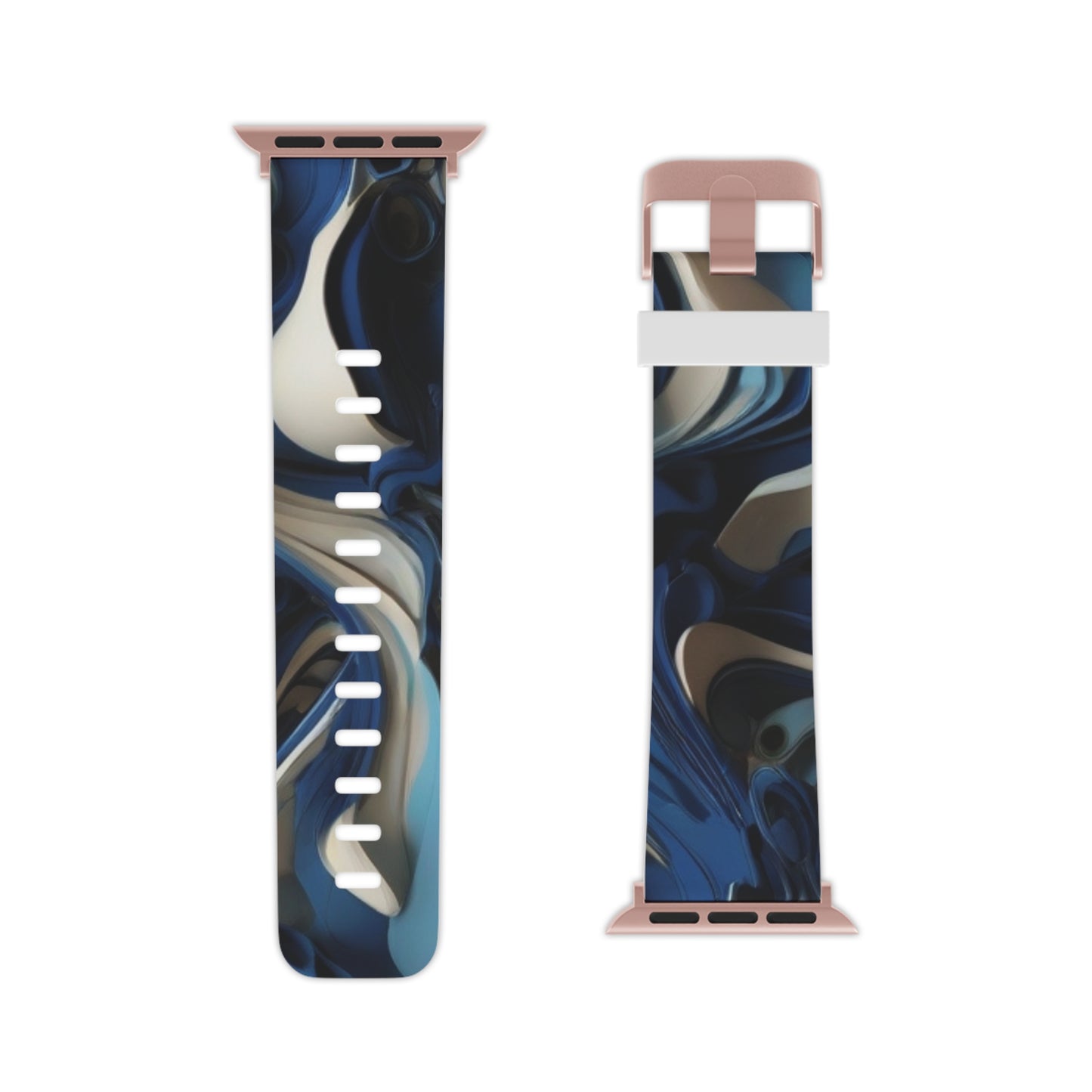 Blue & Silver abstract art Watch Band for Apple Watch Series 1-9, SE and Ultra, 38-40mm/ 42-44mm