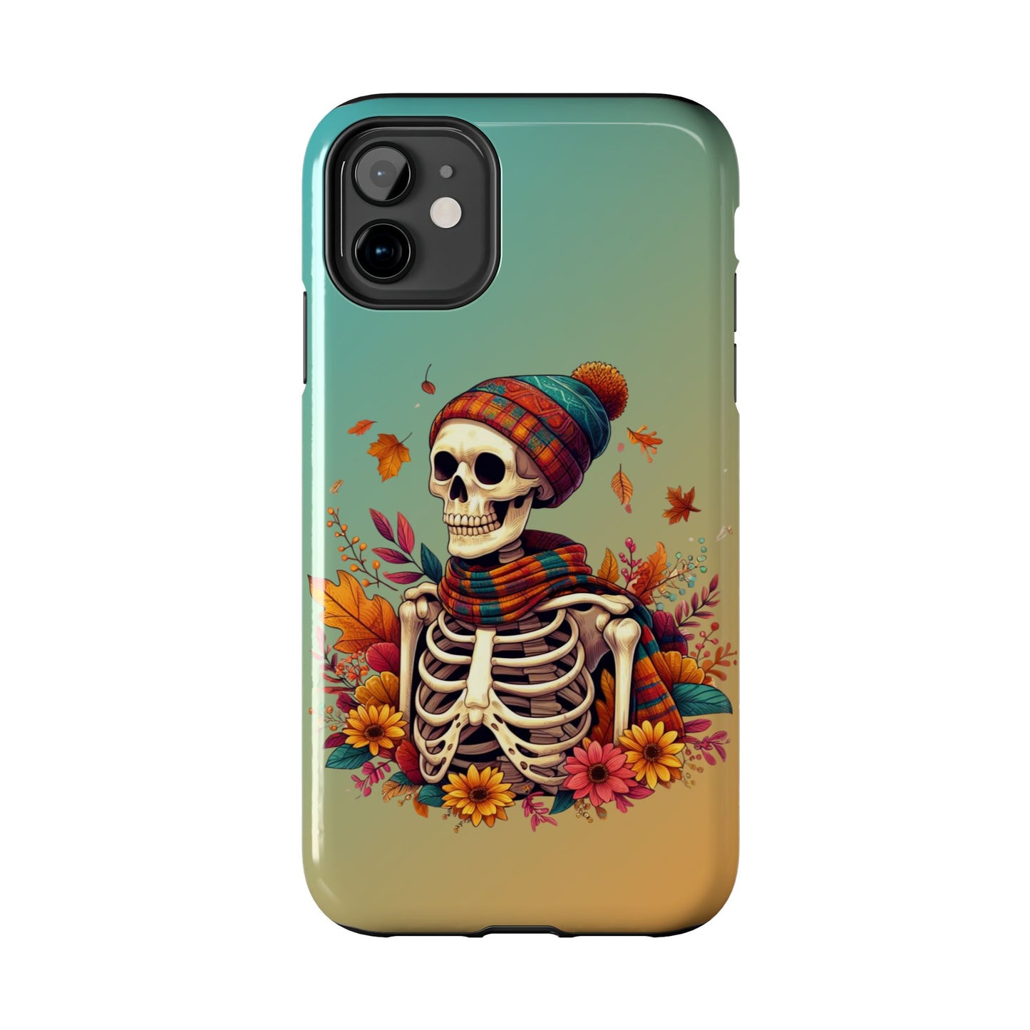 Fall skeleton iPhone 16 Case, Fall iPhone Cover, Festive Holiday Accessory, Cute fall Phone Protector, seasonal Tech