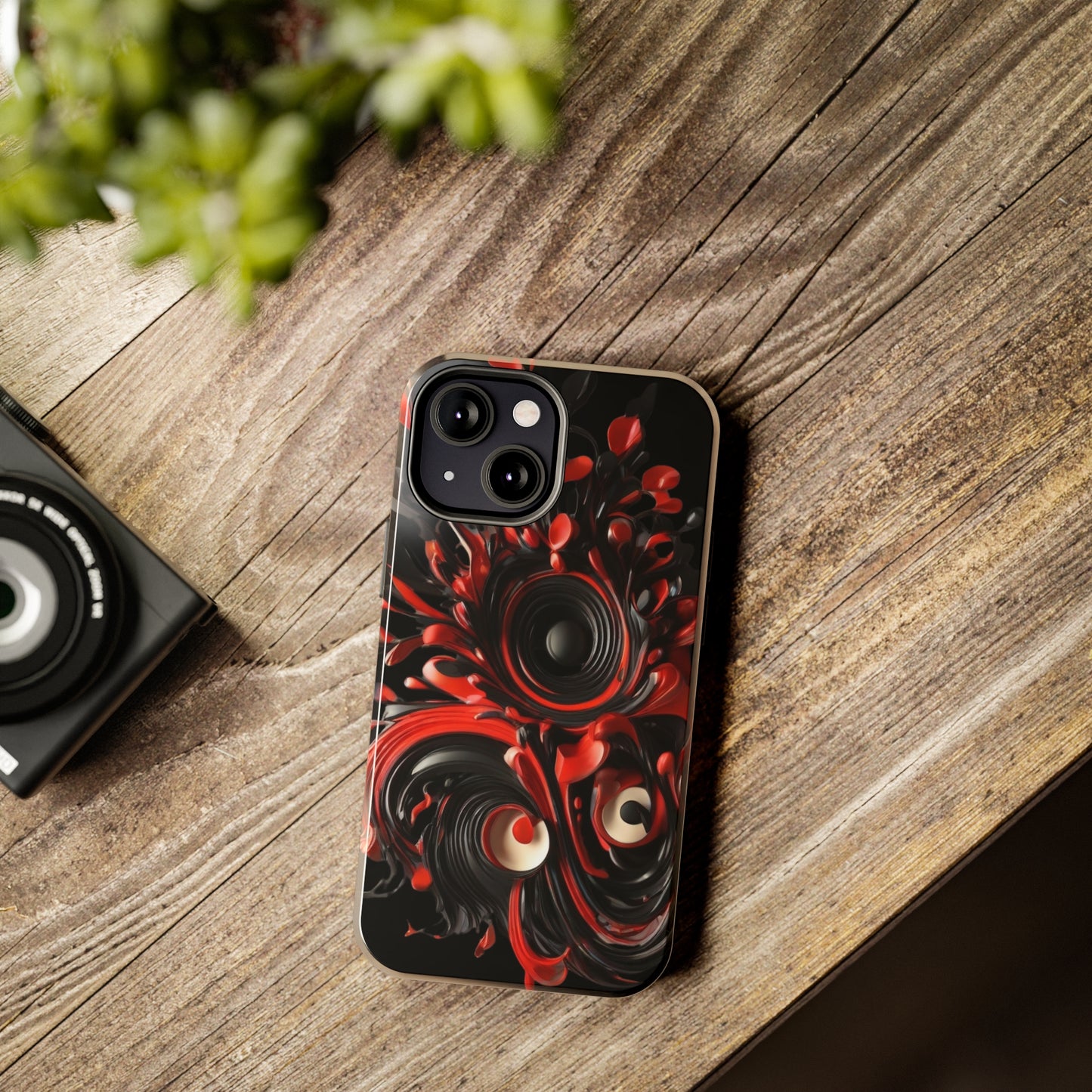 Red & black abstract art Tough iPhone Case iphone 14 accessories