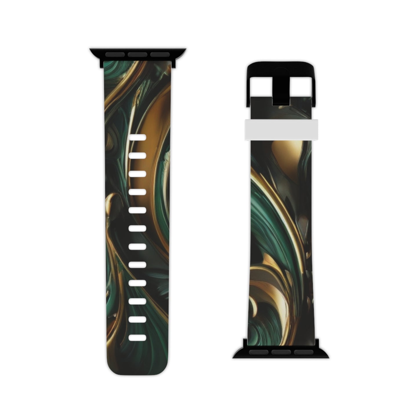 Green & Gold Abstract Art Watch Band for Apple Watch Series 1-9, SE and Ultra, 38-40mm/ 42-44mm