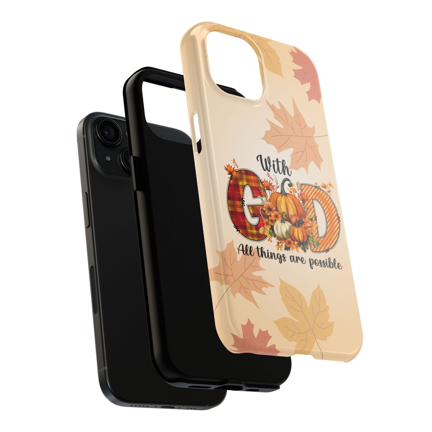 With GOD iPhone 16 Case, Fall iPhone Cover, Festive Holiday Accessory, Cute fall Phone Protector, seasonal Tech