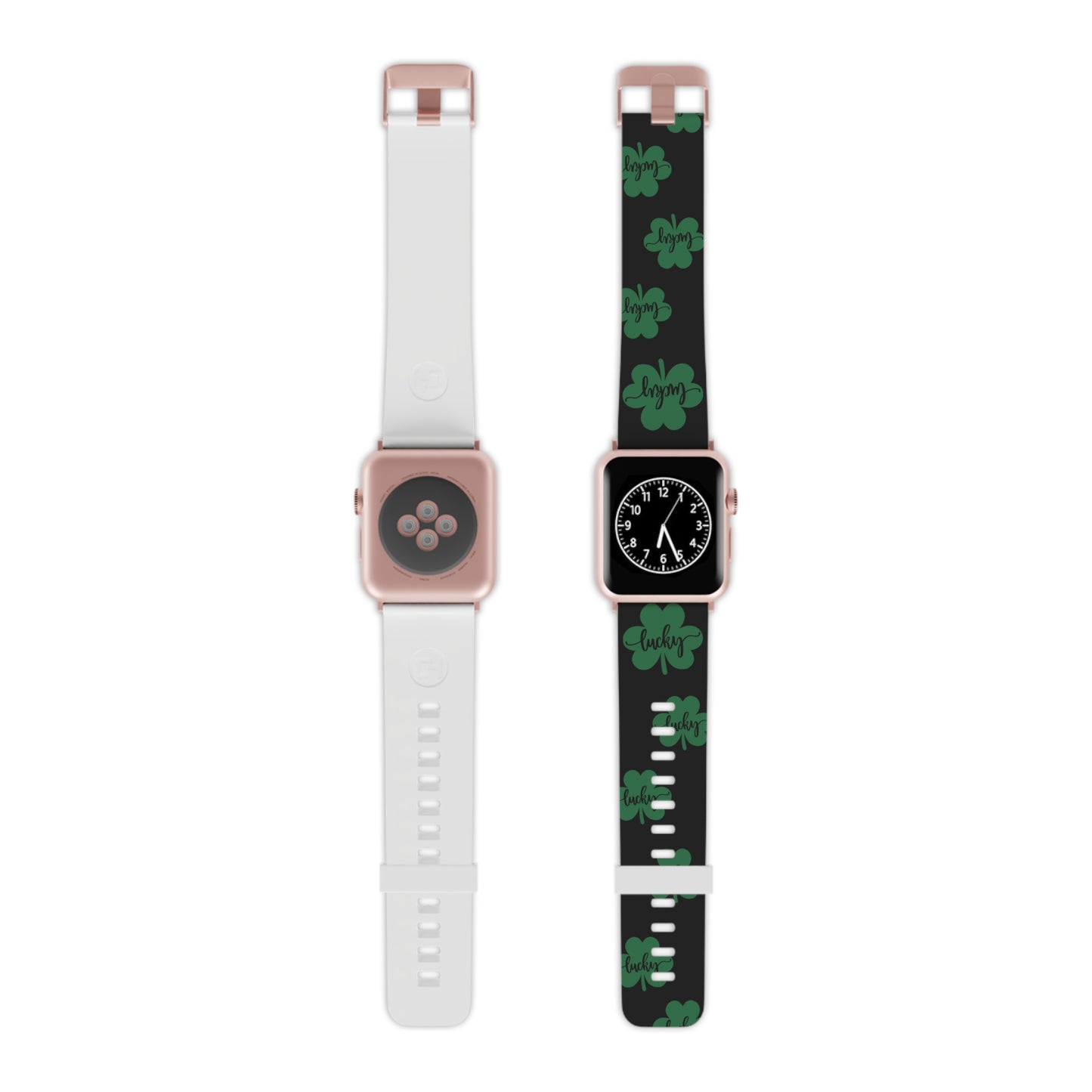 Lucky shamrock in black Watch Band for Apple Watch Series 1-9, SE and Ultra, 38-40mm/ 42-44mm